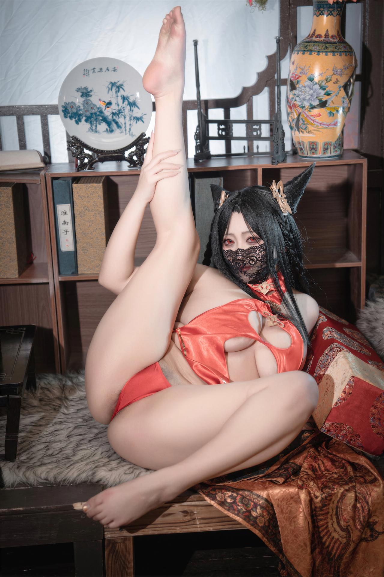 [Cosplay] LoLiSAMA - Azur Lane Hai Chou red qipao 69P