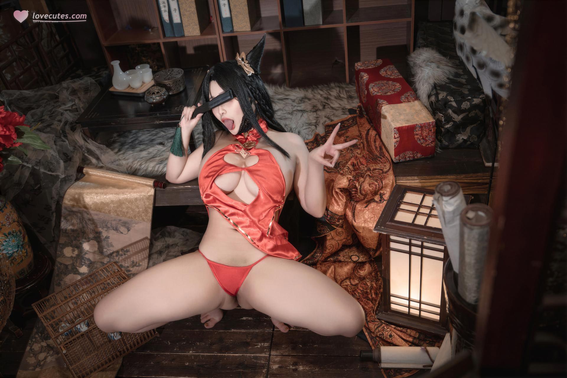 [cosplay] LoLiSAMA - 벽람항로 하이초우 레드 치파오 코스프레 69P