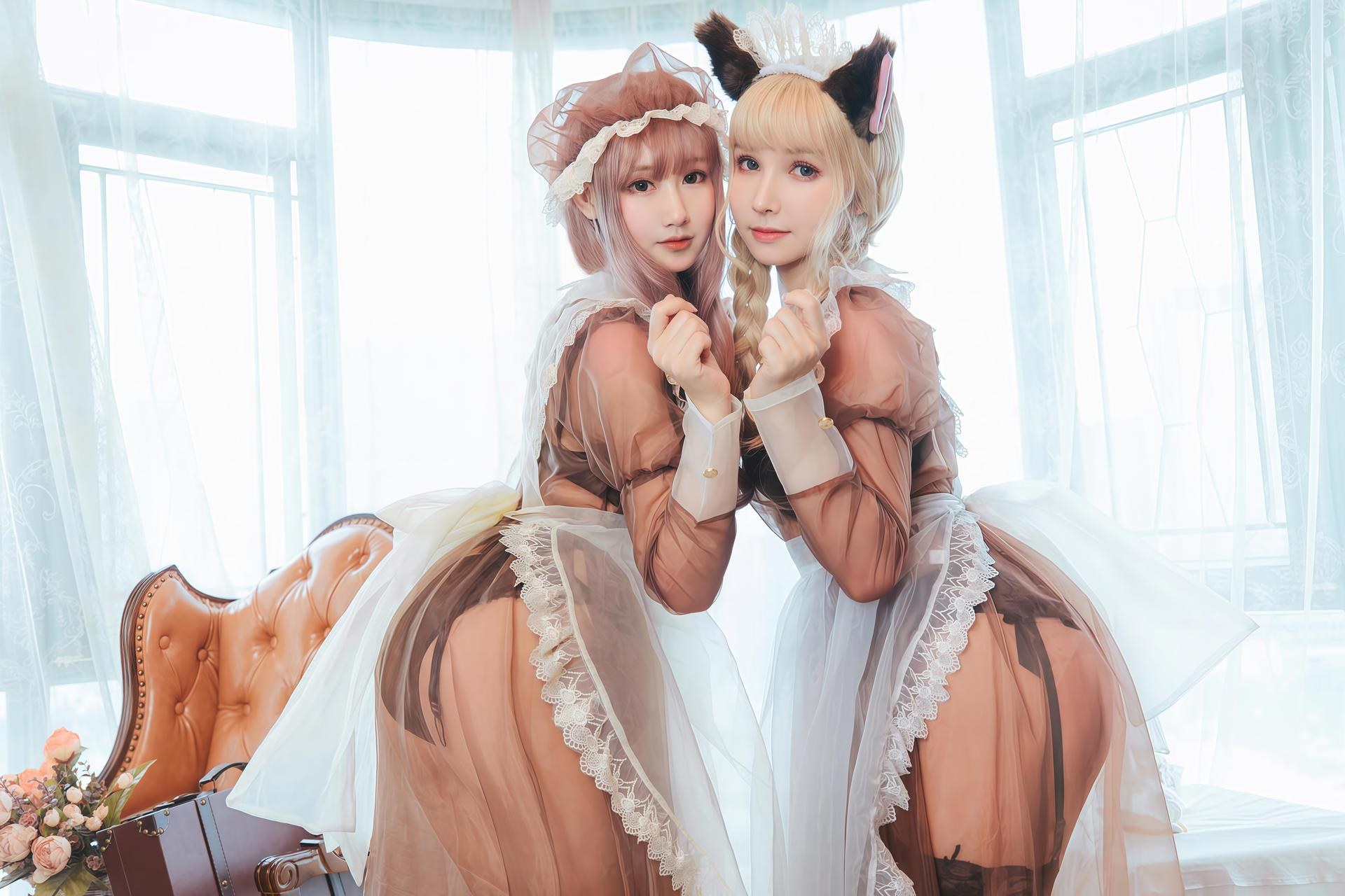 [cosplay] 羽生三未 & 一千只猫薄荷 - 透明女僕：角色還原美腿大尺度 32P