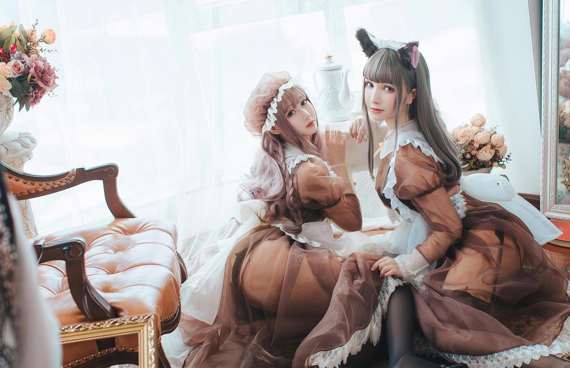 [cosplay] 羽生三未 & 一千只猫薄荷 - 透明女僕：角色還原美腿大尺度 32P