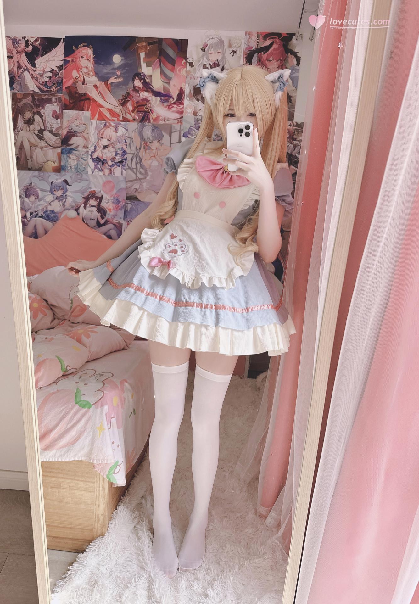 Xi Daidai - Cat-ear Maid private-style real-person photo set 19P1V