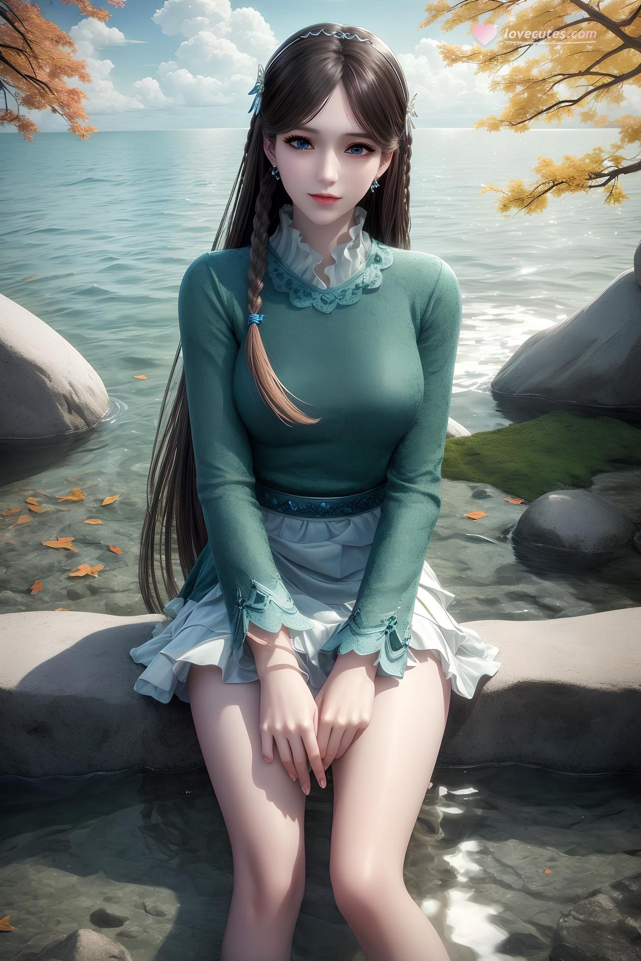 AI Nudes - 두라대륙 녕영영 검은 머리 수변 AI 누드 갤러리 36P
