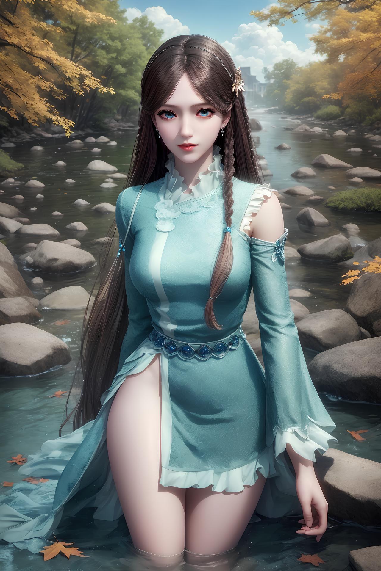 AI Nudes - 두라대륙 녕영영 검은 머리 수변 AI 누드 갤러리 36P