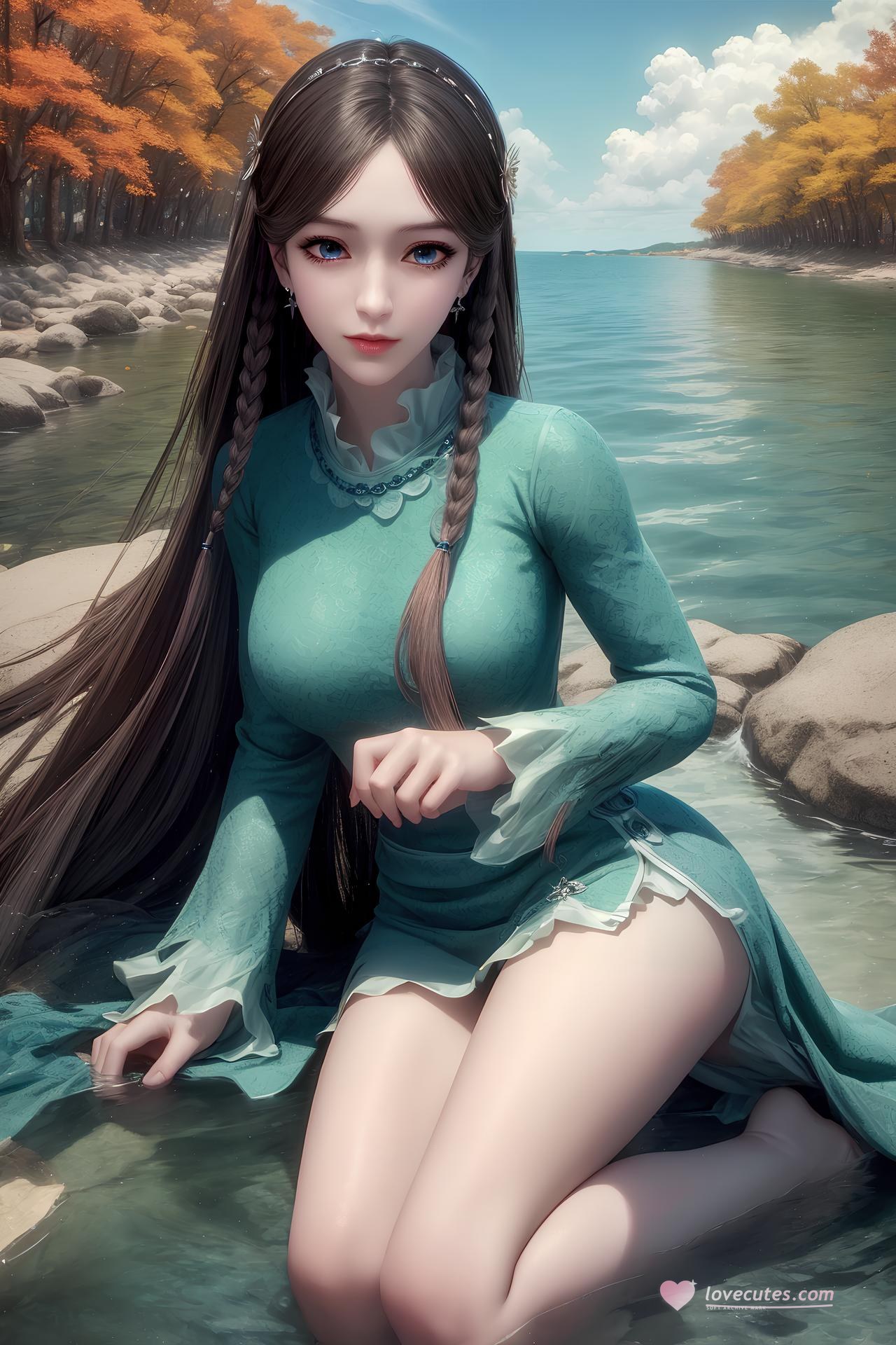 AI Nudes - 두라대륙 녕영영 검은 머리 수변 AI 누드 갤러리 36P