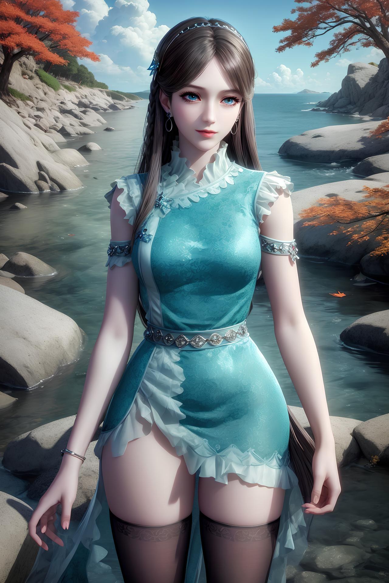 AI Nudes - 두라대륙 녕영영 검은 머리 수변 AI 누드 갤러리 36P