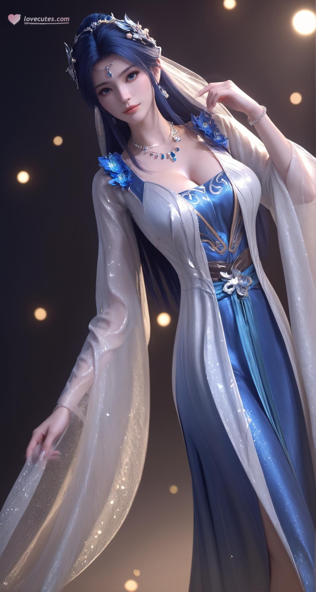 AI Nudes - เหยา หลิง ชุดชั้นในซีทรูฟ้าขาว 301P