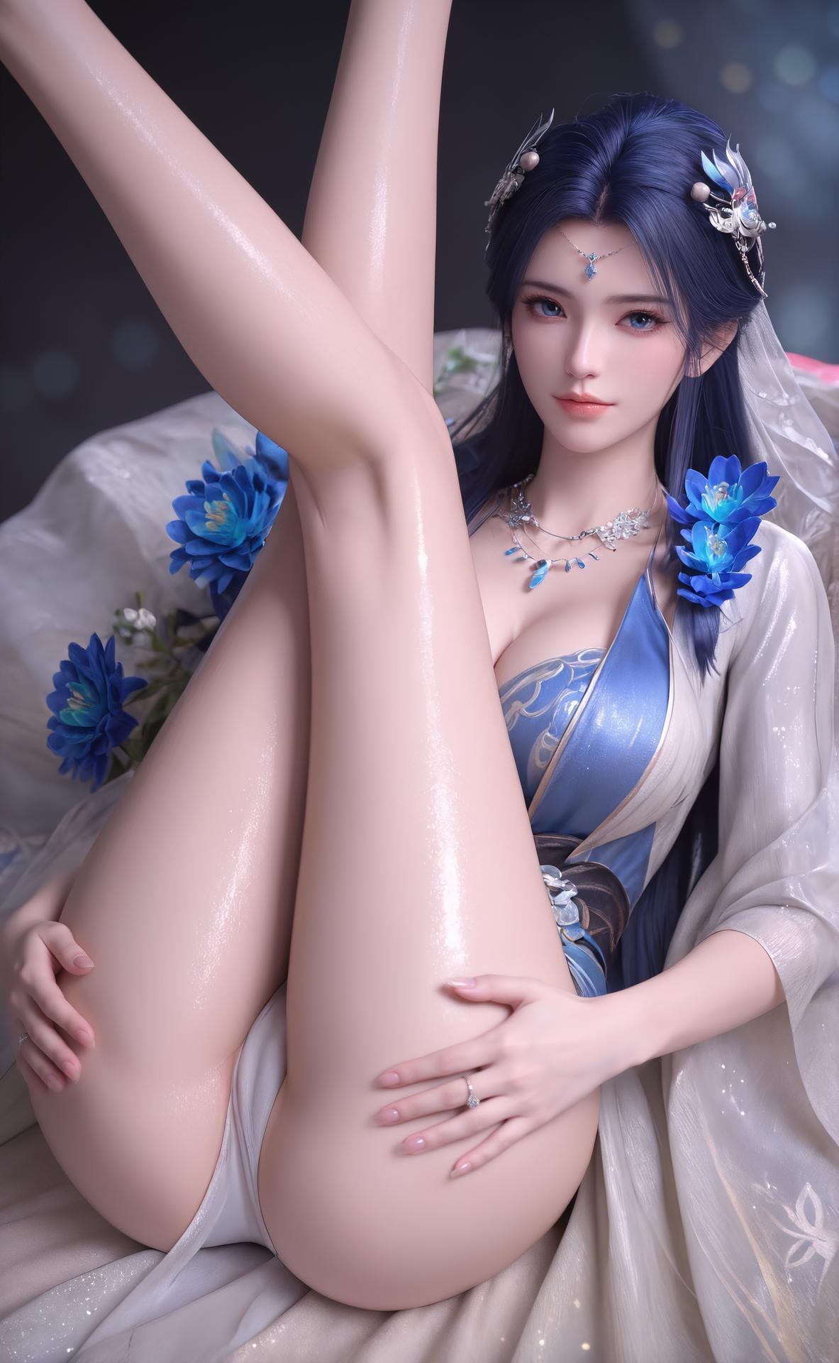AI Nudes - เหยา หลิง ชุดชั้นในซีทรูฟ้าขาว 301P