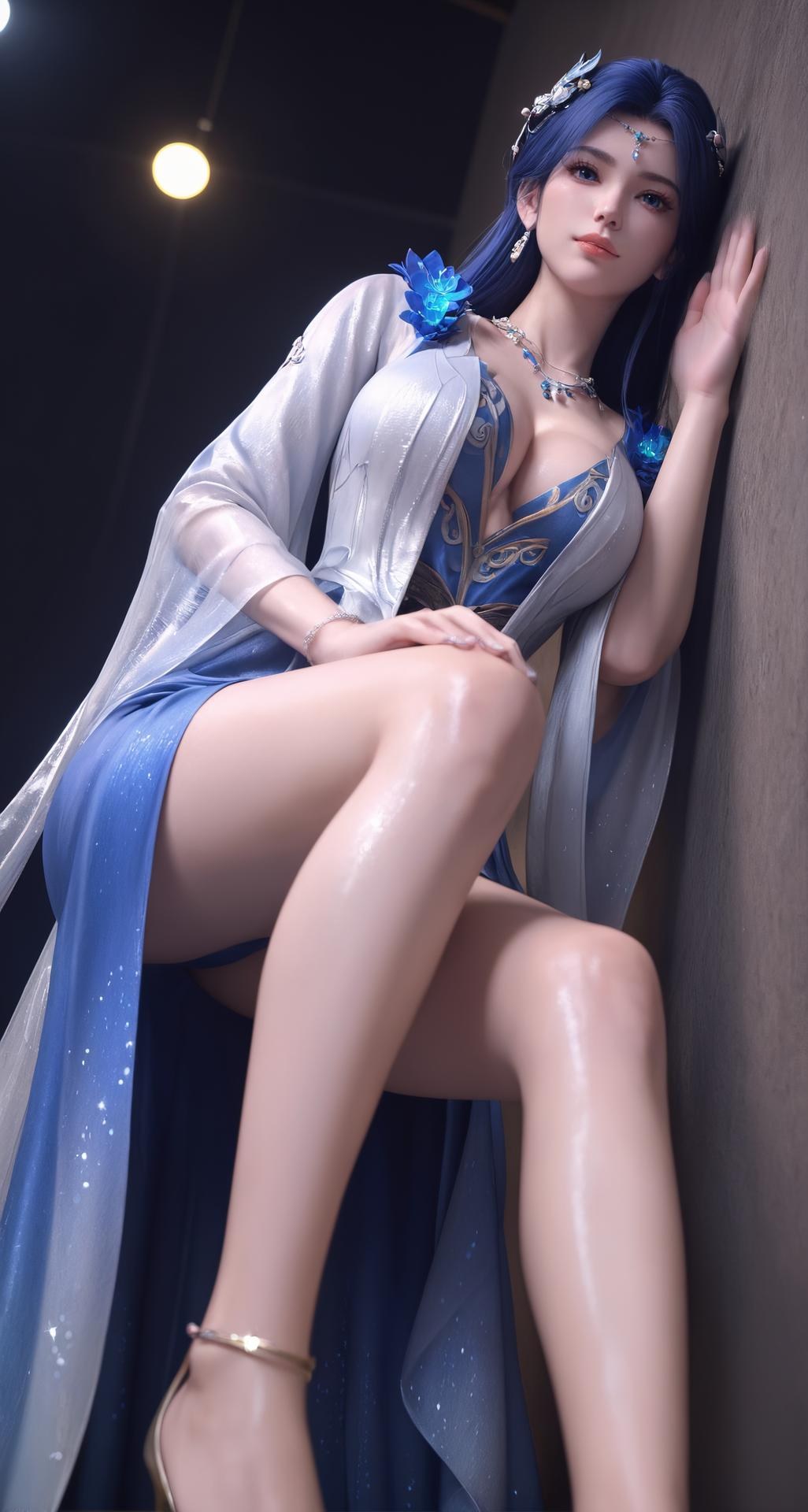 AI Nudes - เหยา หลิง ชุดชั้นในซีทรูฟ้าขาว 301P