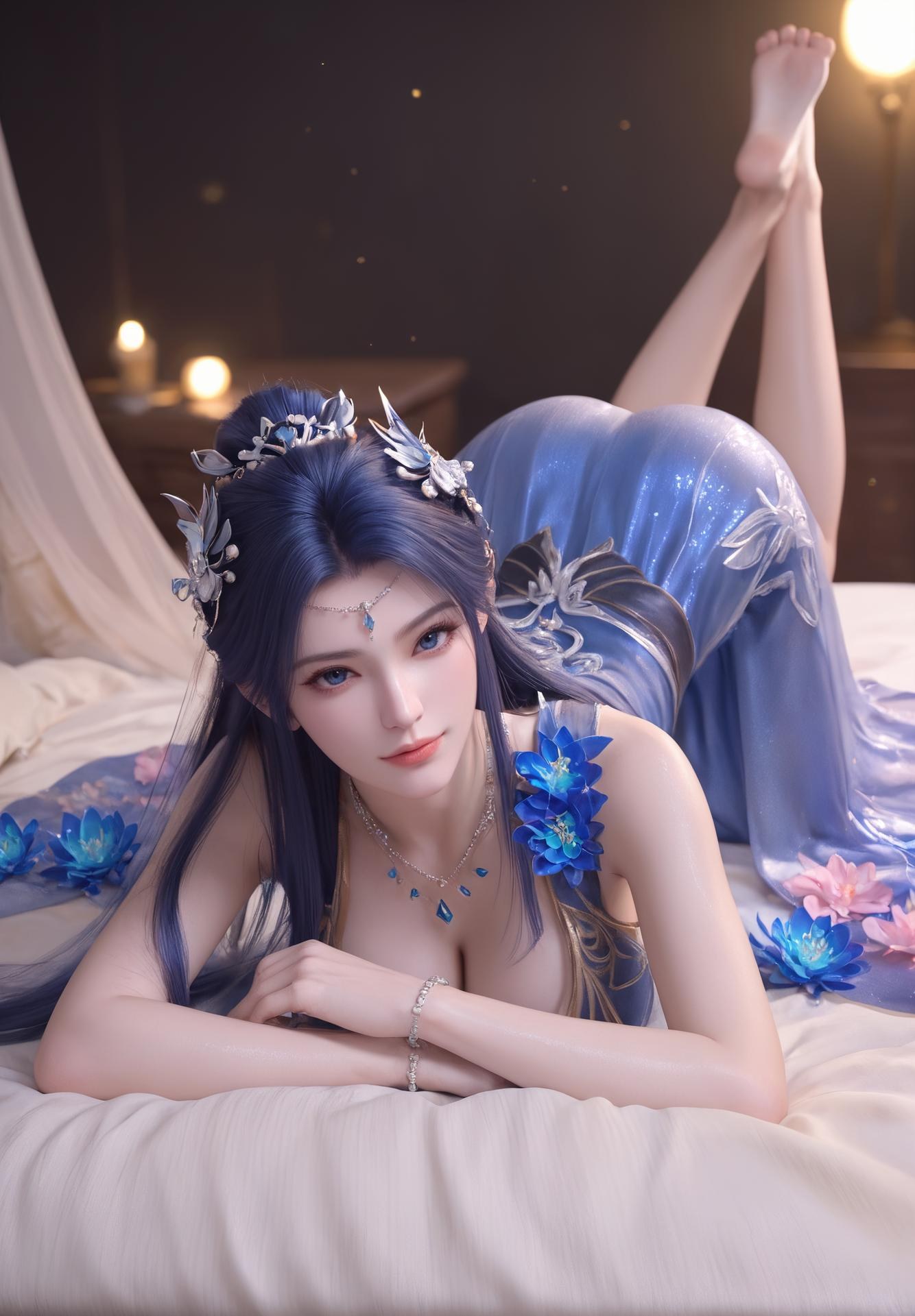 AI Nudes - 투파창궁 약령 청백 시스루 란제리 AI 누드 갤러리 301P