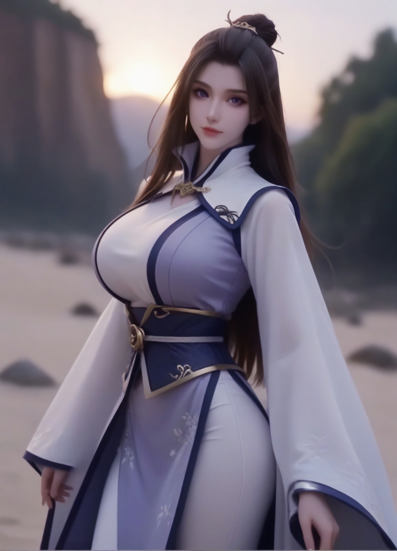 AI Porn - โจวซิงฉี A Will Eternal ชุดฝึกเซียนขาวม่วงริมทะเล 105P