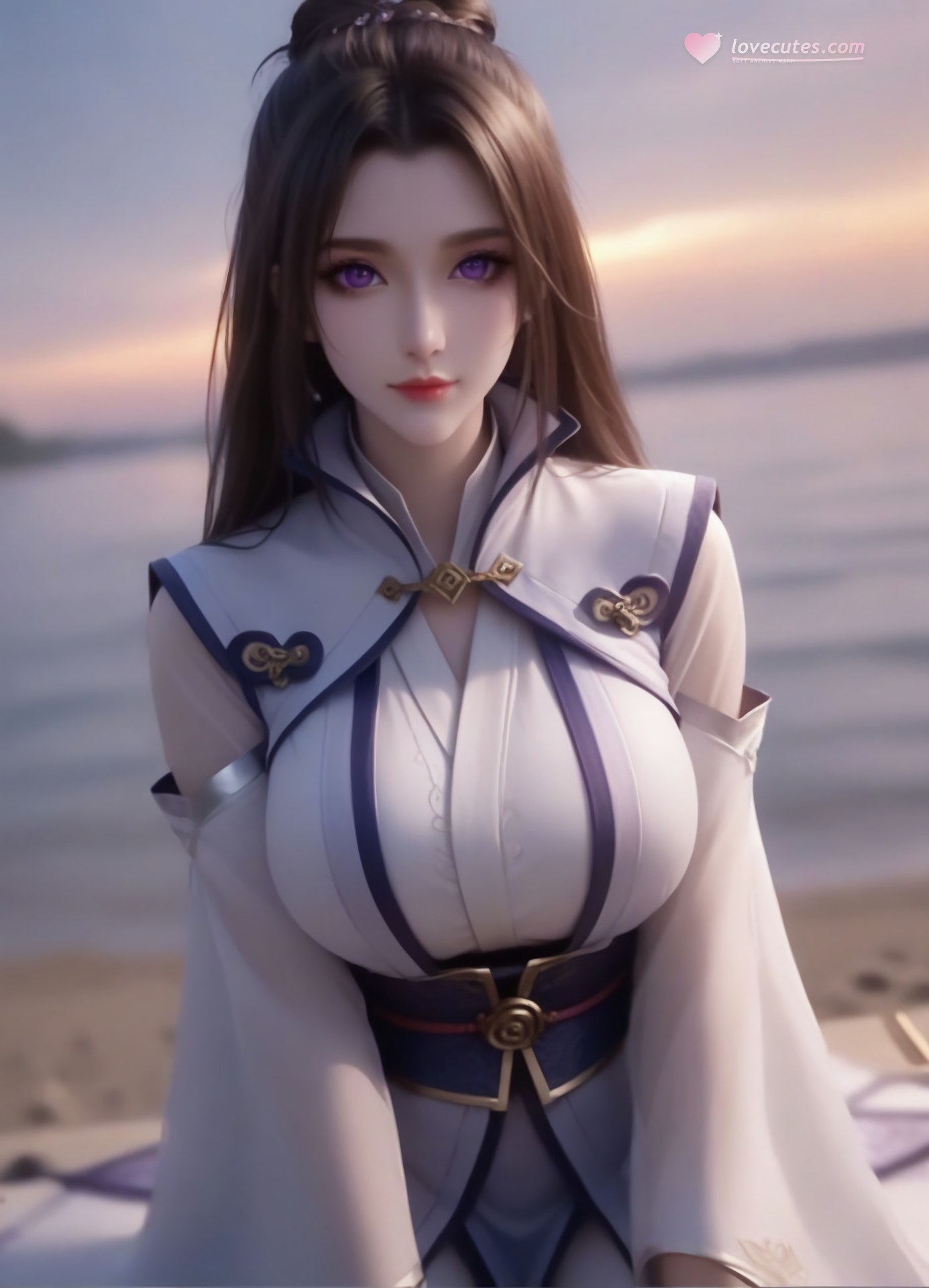AI Porn - 一念永恒 周星琪：白紫修仙服海边露穴图集 105P