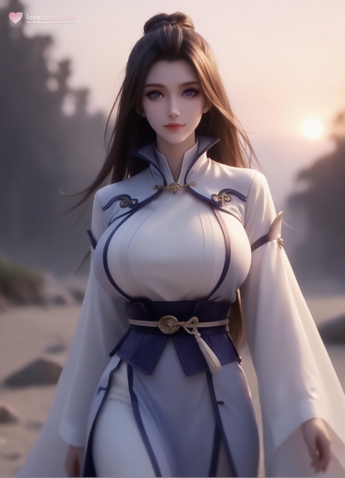 AI Porn - 一念永恒 周星琪：白紫修仙服海边露穴图集 105P