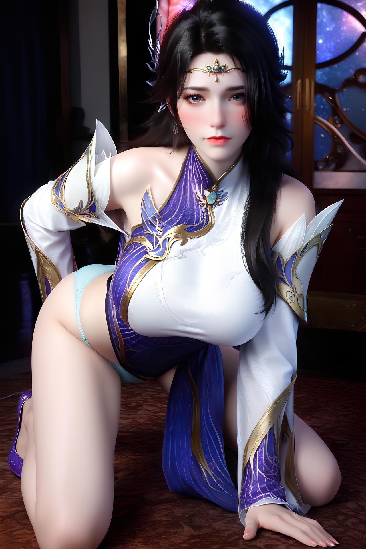 AI Nudes - 현의 백자 궁정복 흰 스타킹 AI 누드 갤러리 172P