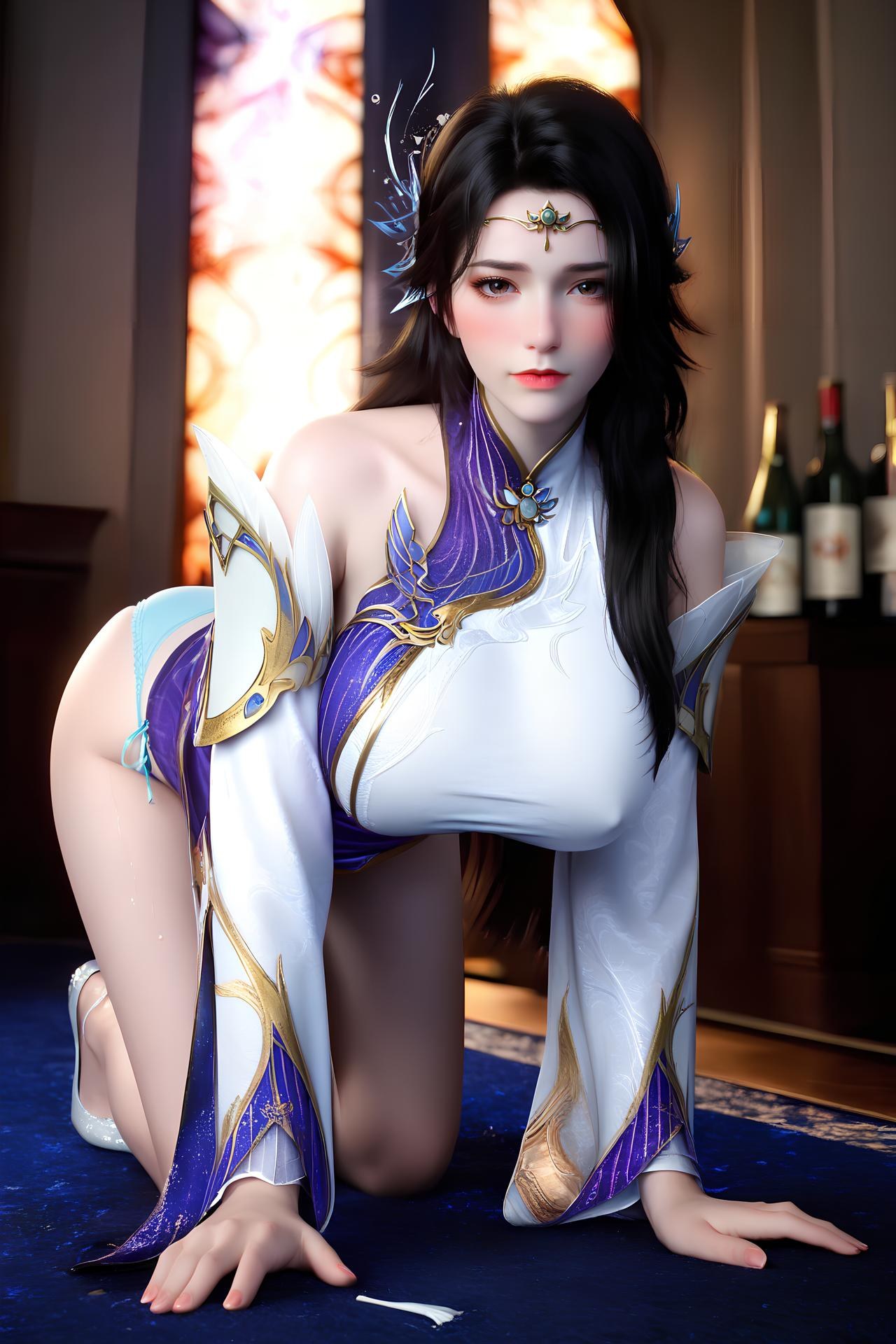 AI Nudes - 현의 백자 궁정복 흰 스타킹 AI 누드 갤러리 172P
