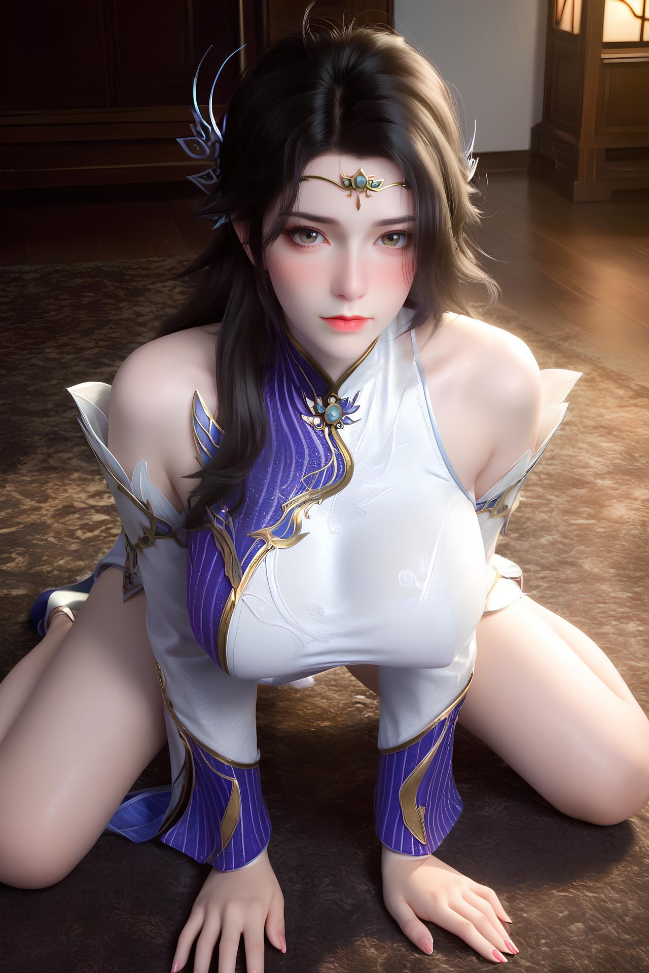 AI Nudes - 현의 백자 궁정복 흰 스타킹 AI 누드 갤러리 172P