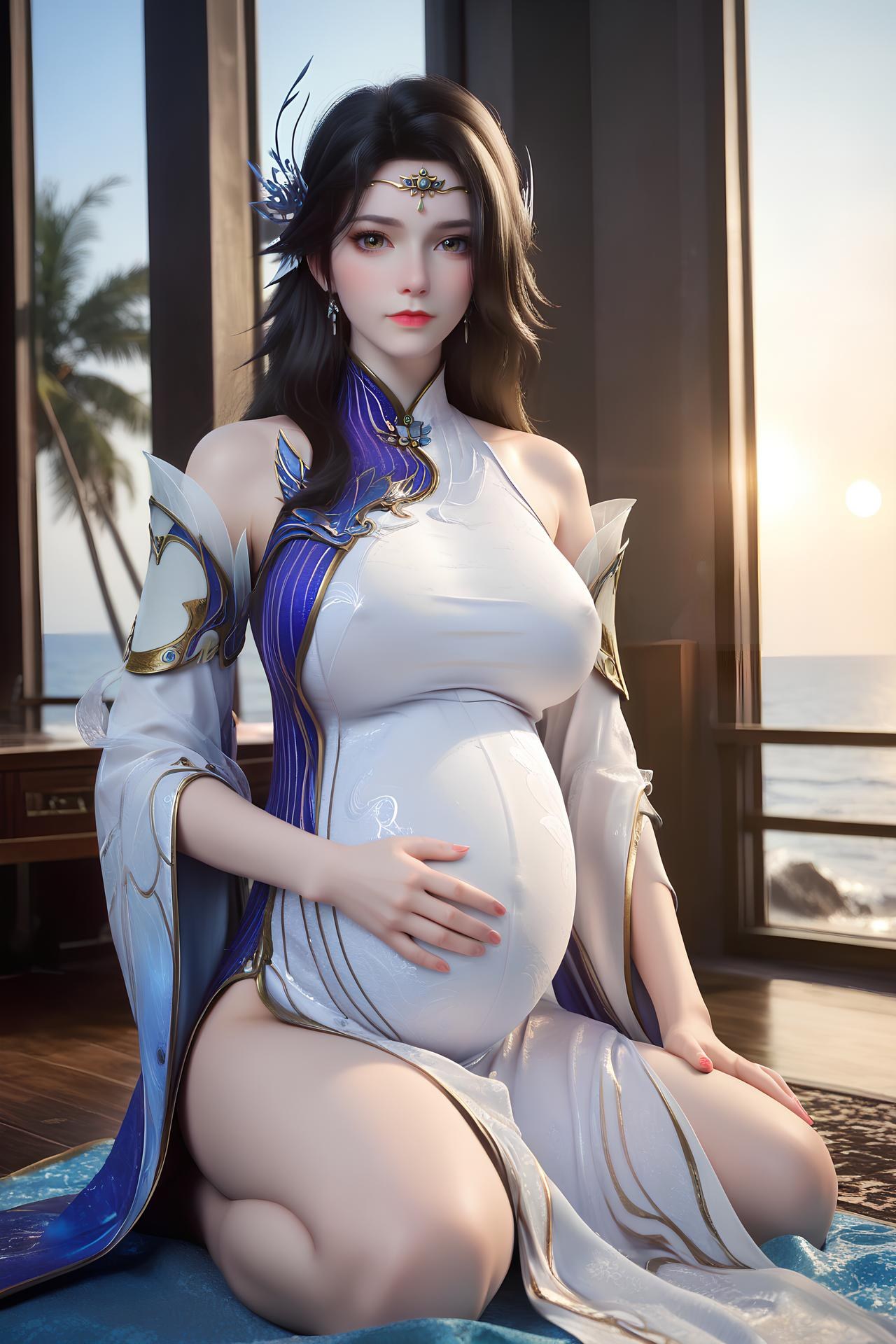 AI Nudes - 玄衣：白紫宫廷服白丝床拍露穴图集 172P