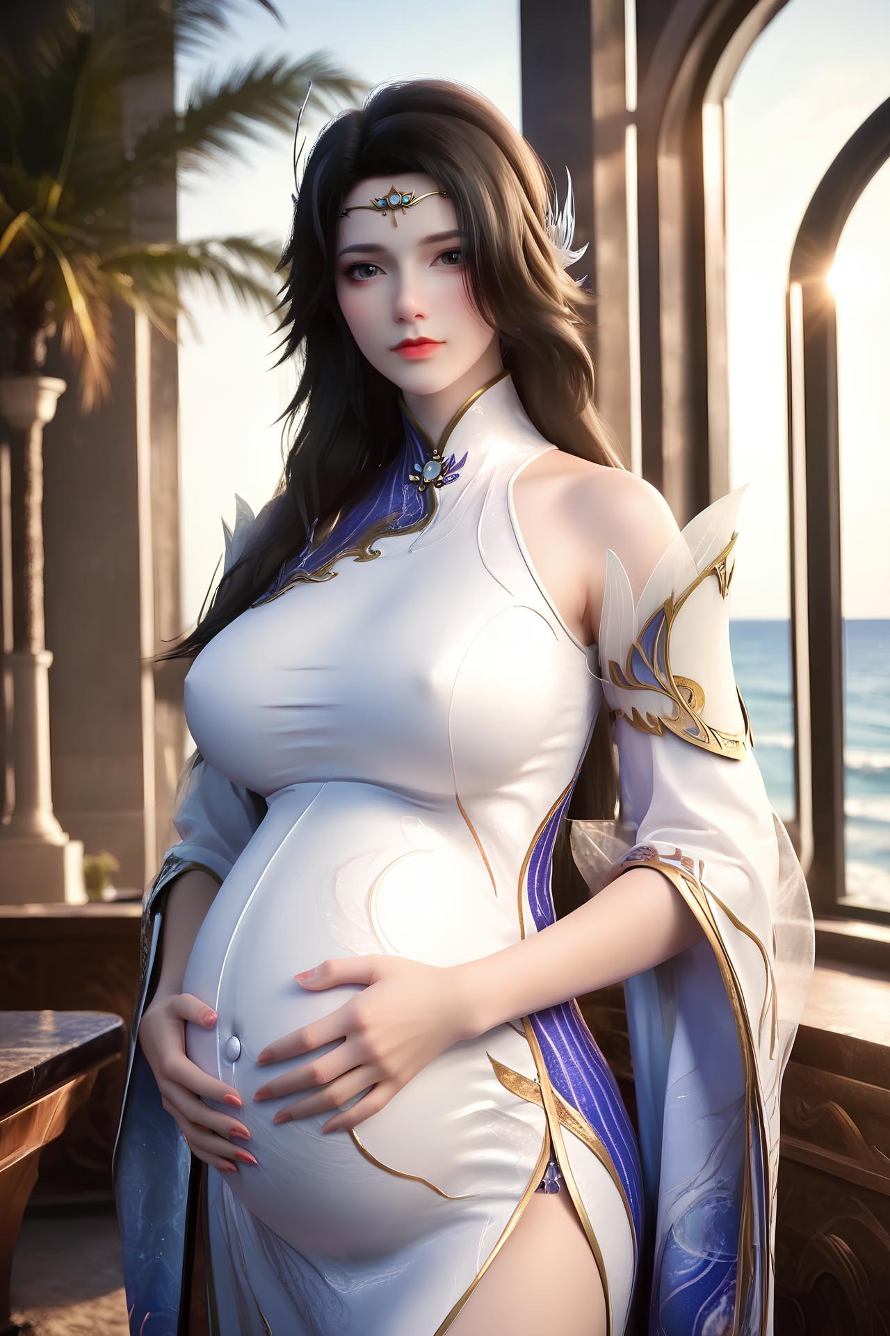 AI Nudes - 玄衣：白紫宫廷服白丝床拍露穴图集 172P