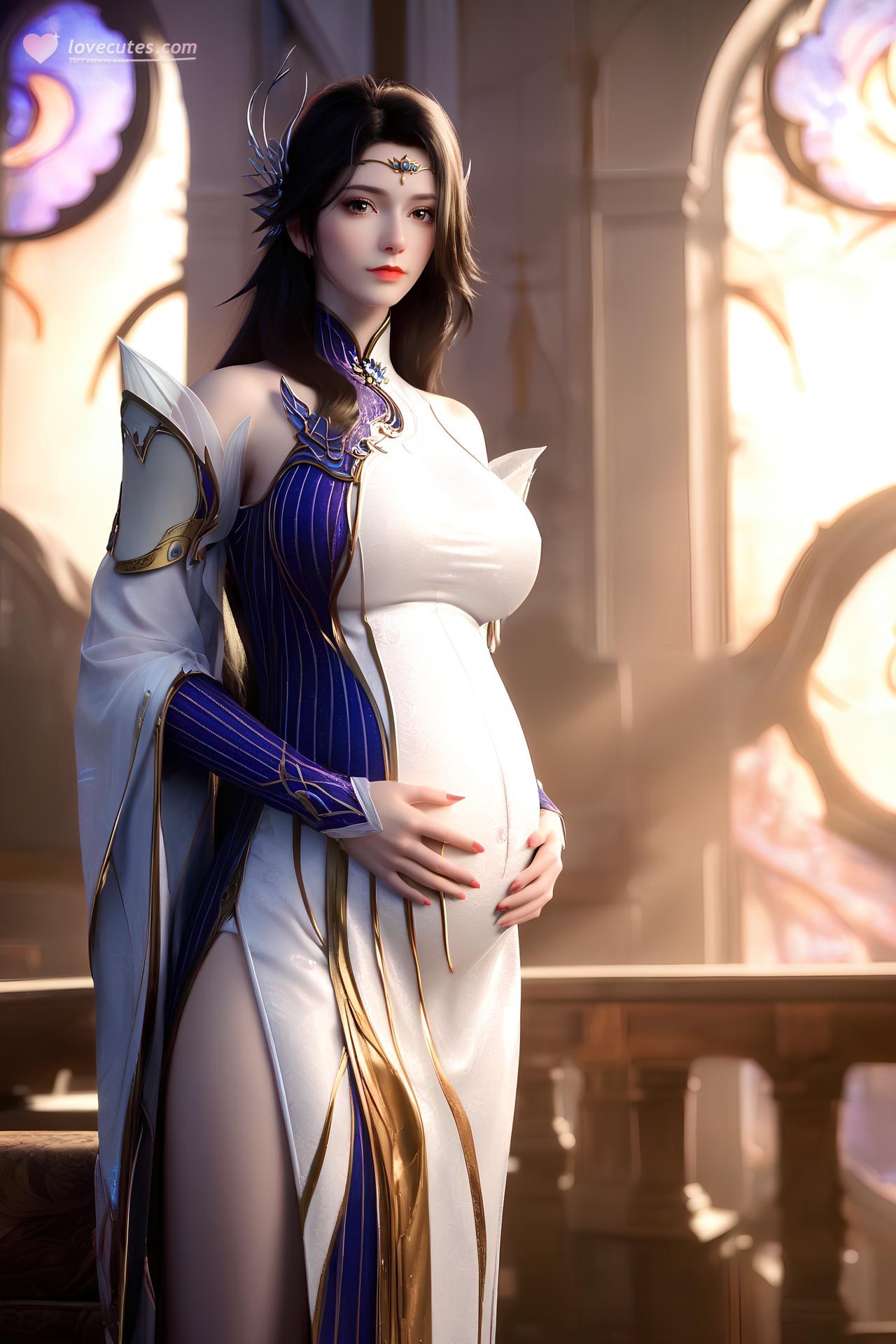 AI Nudes - 玄衣：白紫宫廷服白丝床拍露穴图集 172P