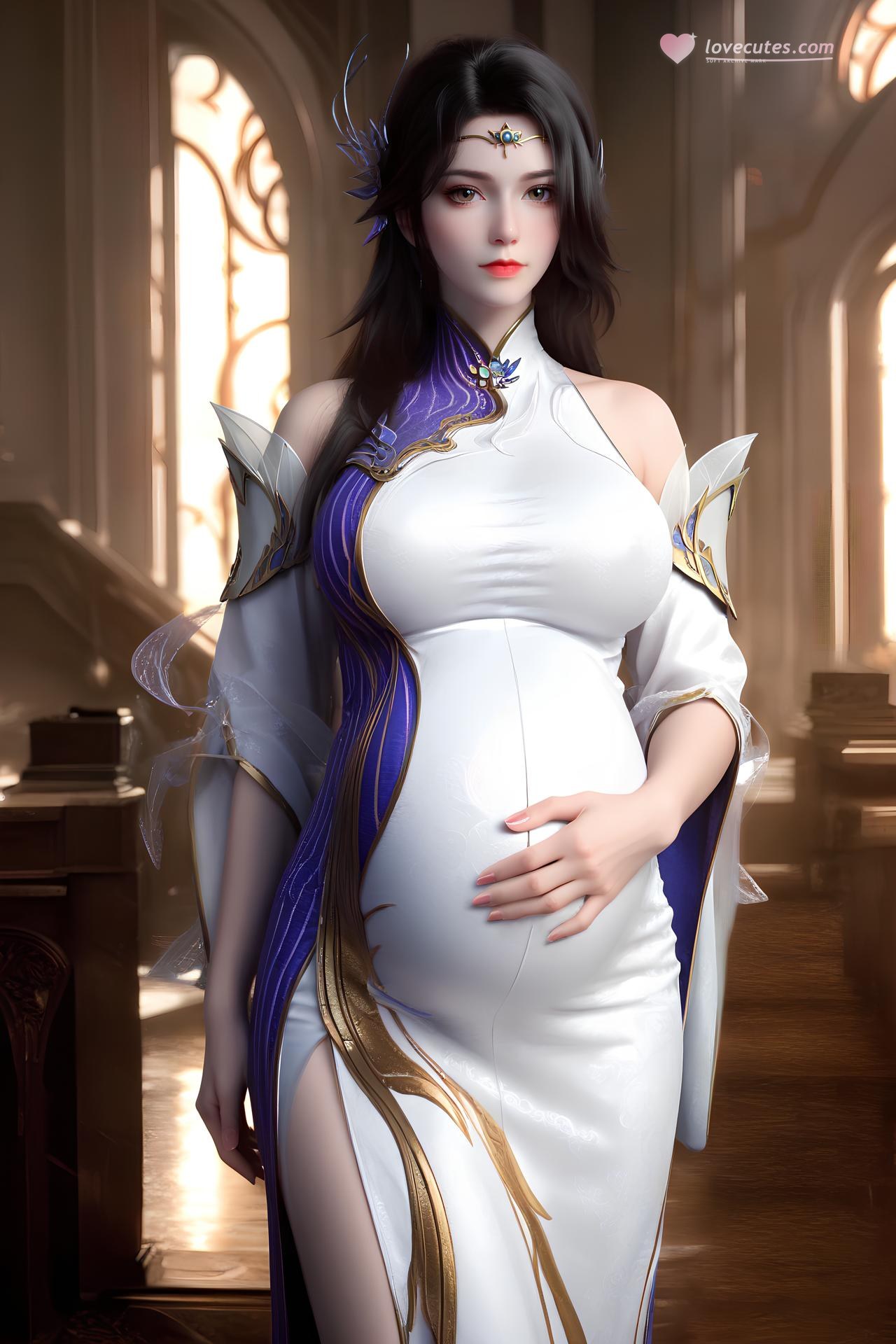 AI Nudes - 玄衣：白紫宫廷服白丝床拍露穴图集 172P