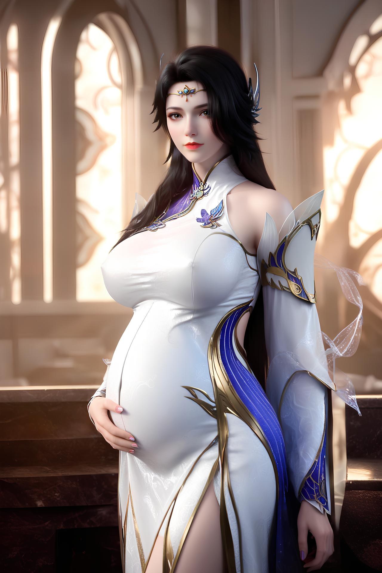 AI Nudes - 玄衣：白紫宫廷服白丝床拍露穴图集 172P