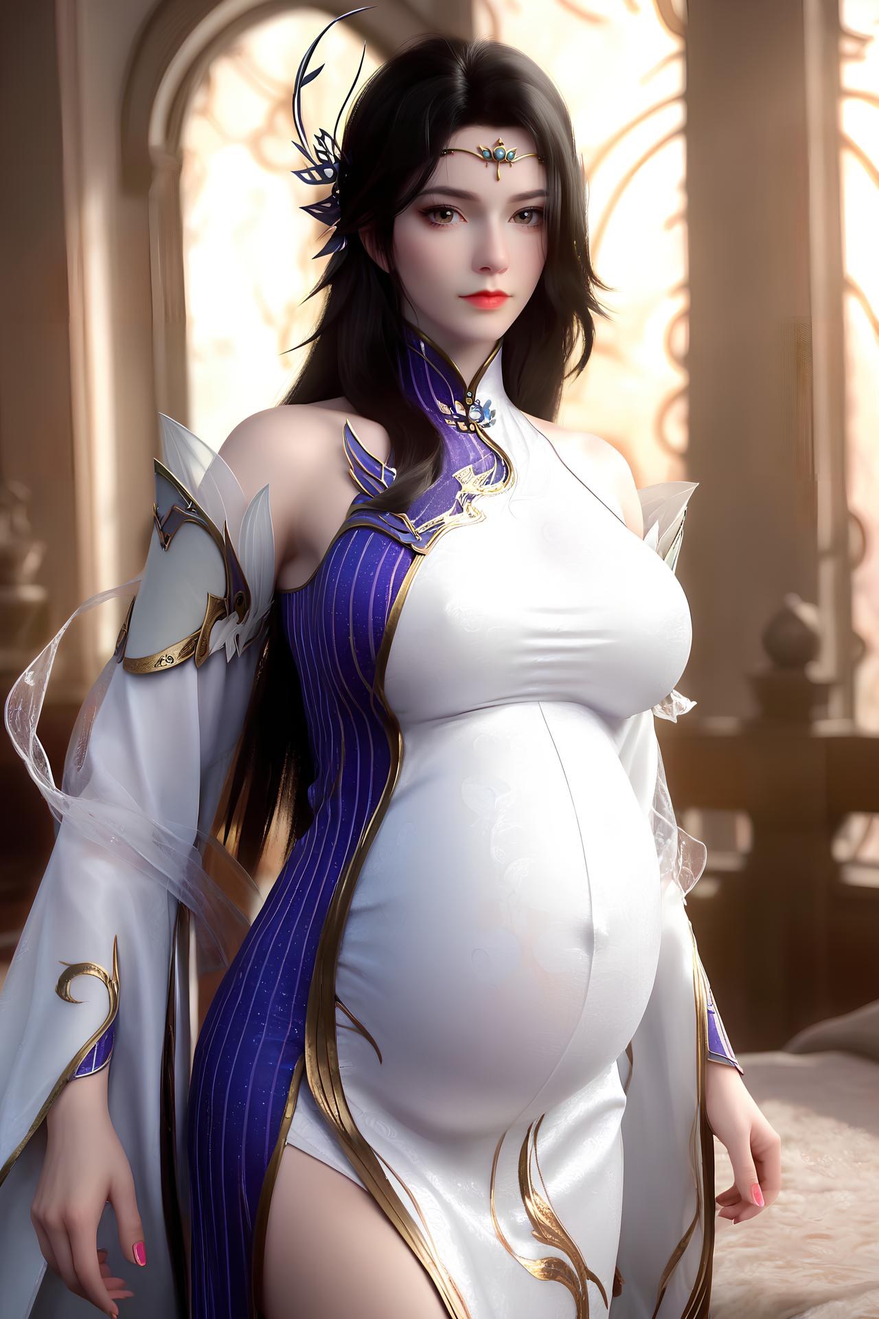 AI Nudes - 玄衣：白紫宫廷服白丝床拍露穴图集 172P