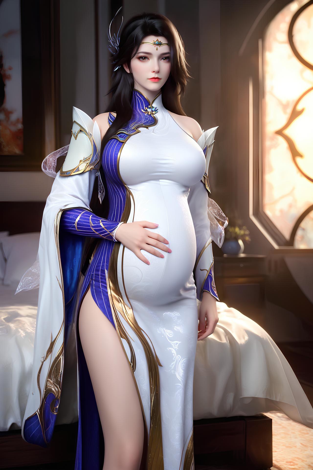 AI Nudes - 玄衣：白紫宫廷服白丝床拍露穴图集 172P