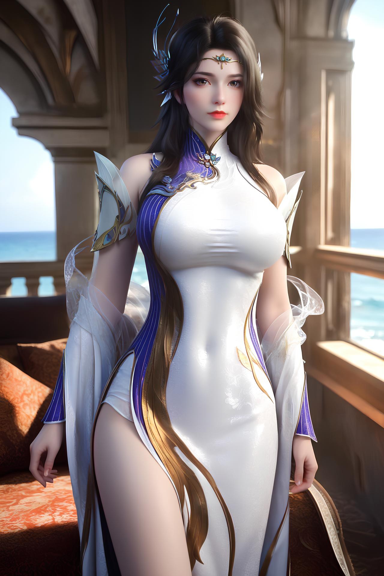 AI Nudes - 玄衣：白紫宫廷服白丝床拍露穴图集 172P