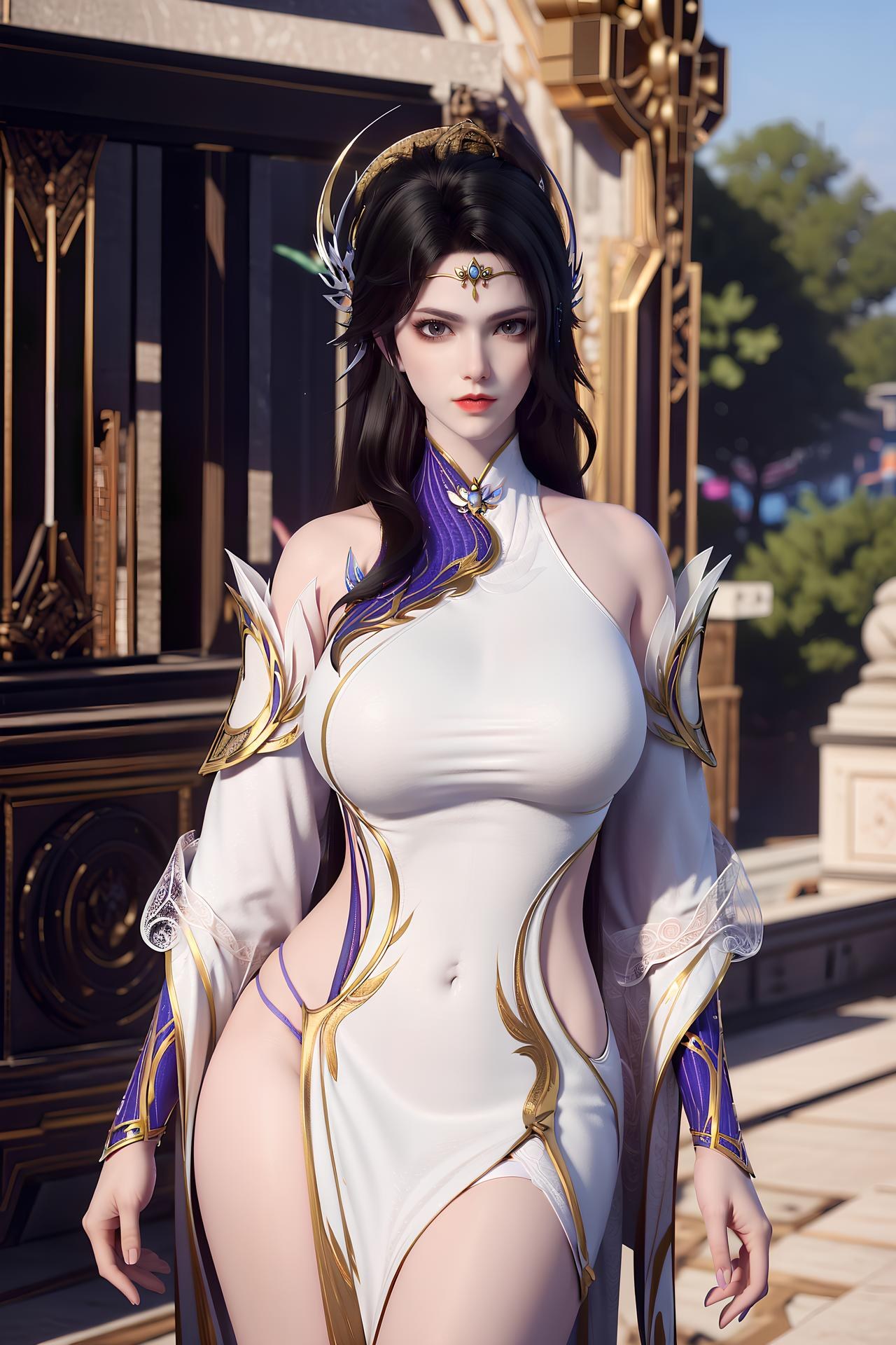 AI Nudes - เสวียนอี ชุดวังขาวม่วงถุงน่องขาว 172P