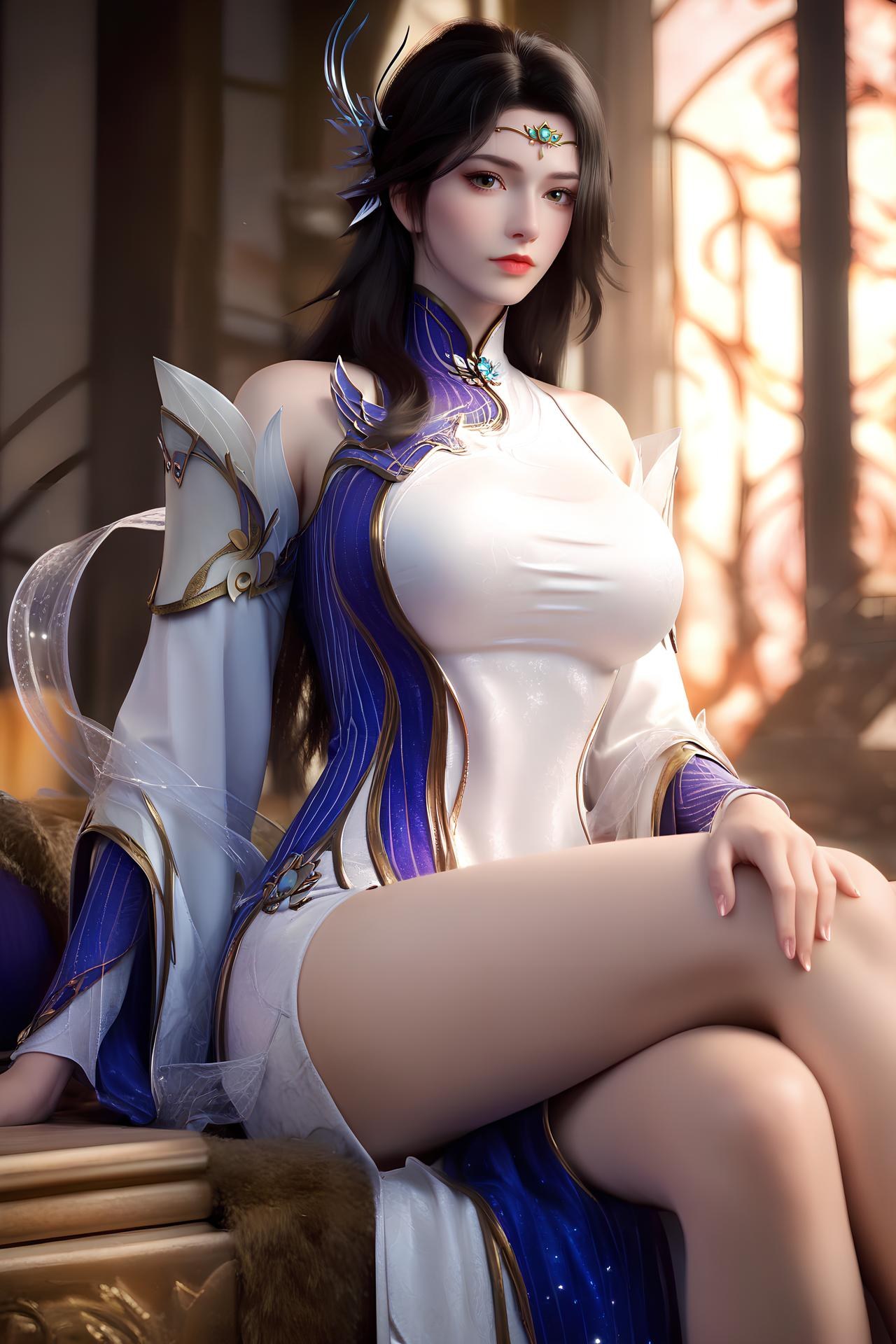 AI Nudes - 현의 백자 궁정복 흰 스타킹 AI 누드 갤러리 172P