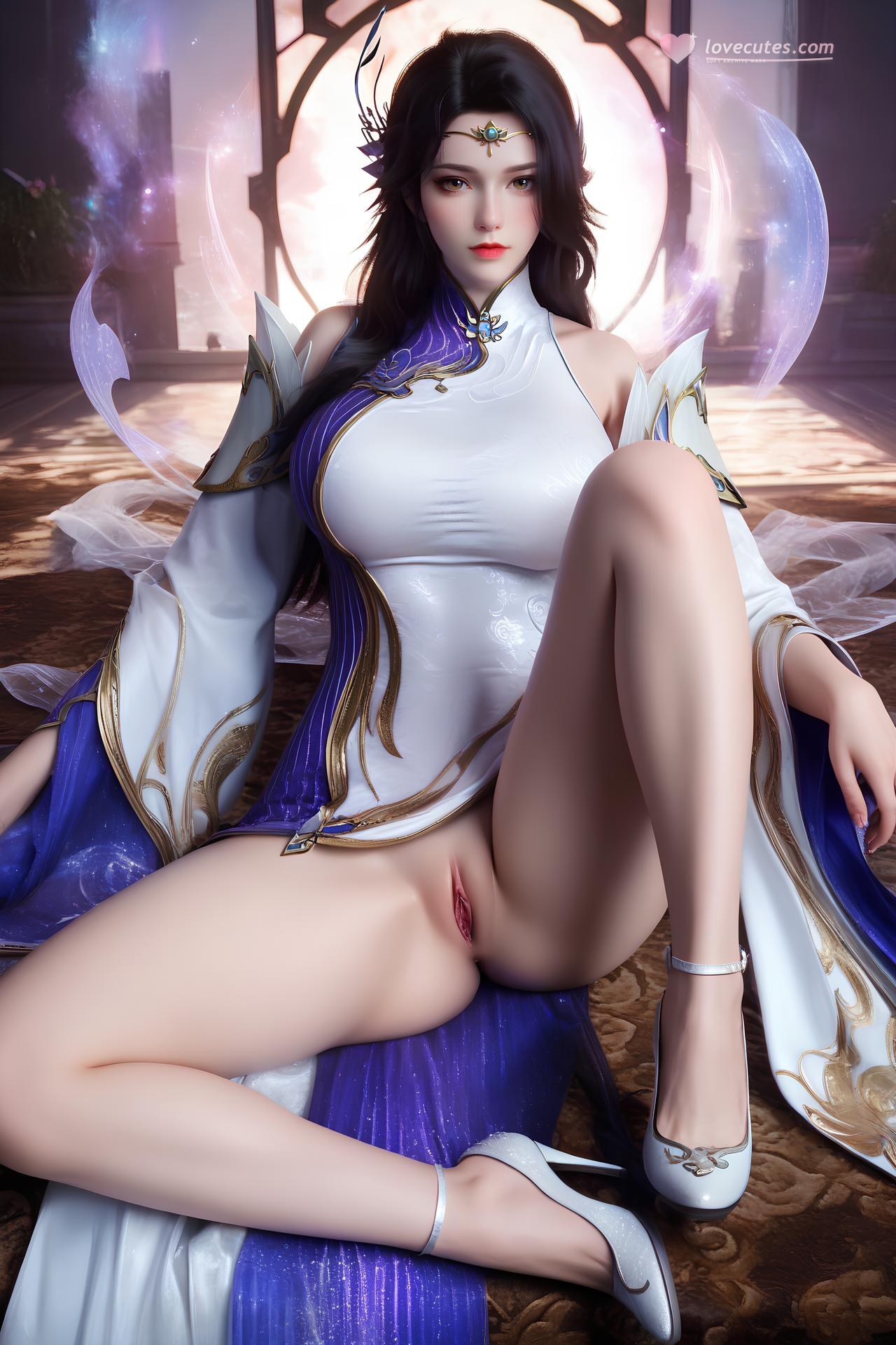 AI Nudes - เสวียนอี ชุดวังขาวม่วงถุงน่องขาว 172P