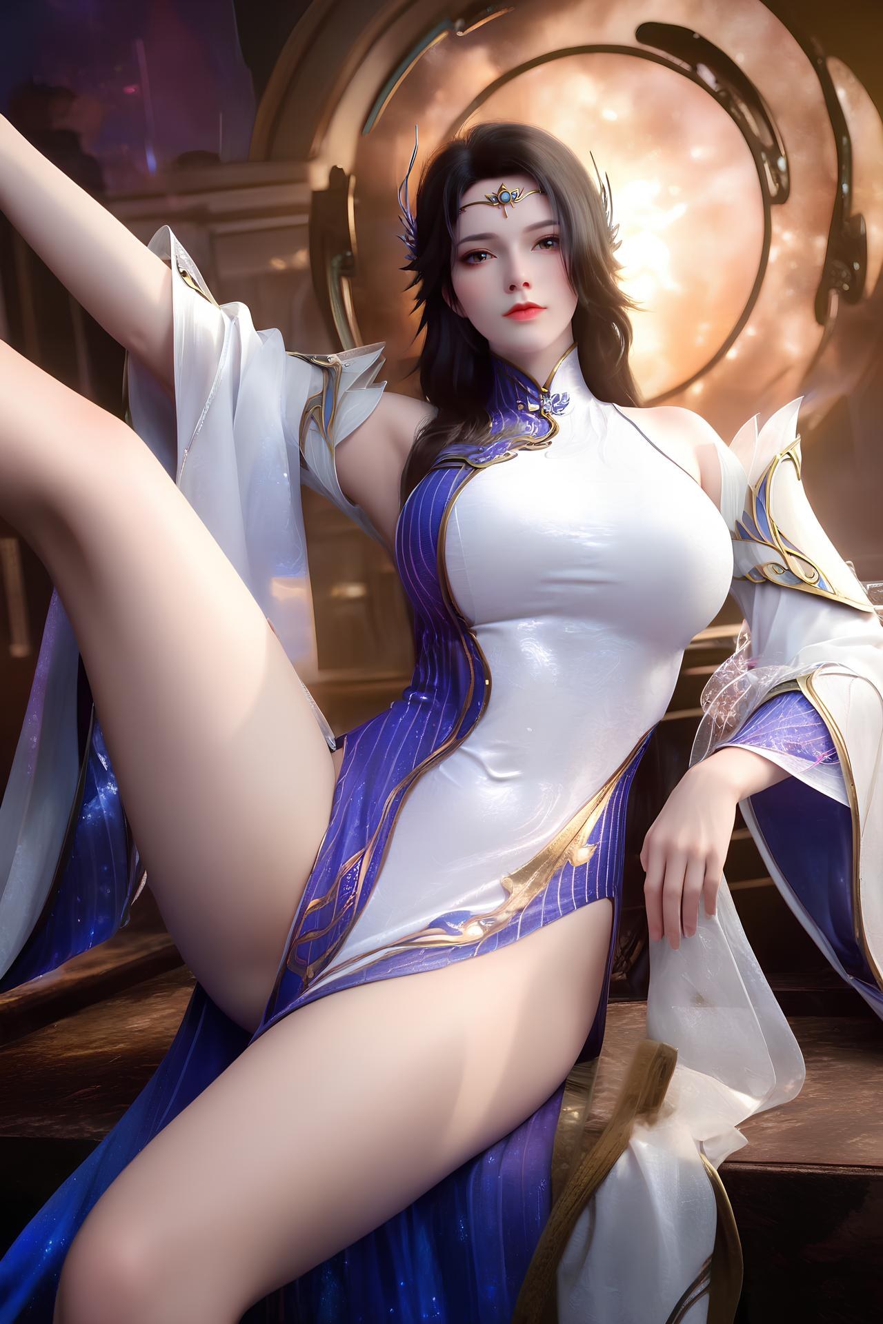 AI Nudes - เสวียนอี ชุดวังขาวม่วงถุงน่องขาว 172P
