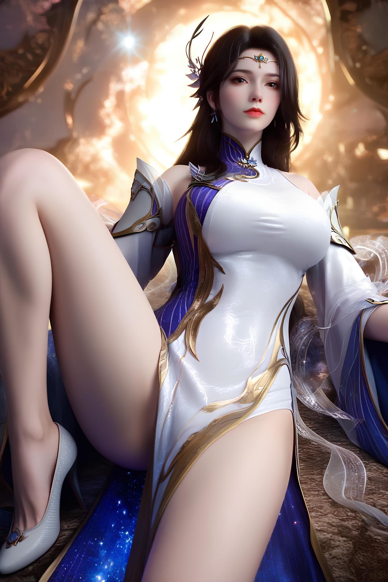 AI Nudes - เสวียนอี ชุดวังขาวม่วงถุงน่องขาว 172P