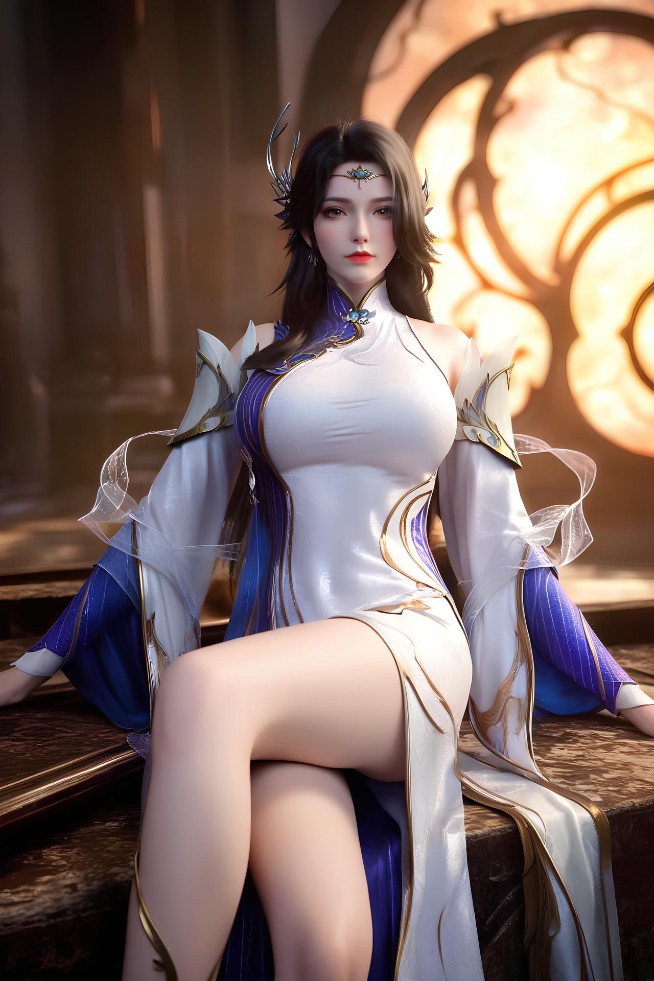 AI Nudes - เสวียนอี ชุดวังขาวม่วงถุงน่องขาว 172P