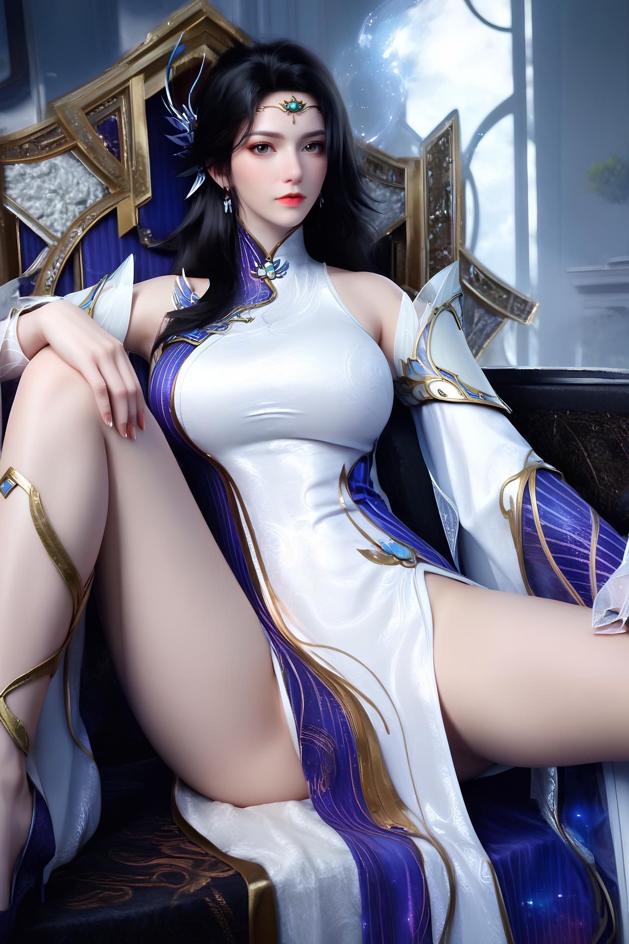 AI Nudes - เสวียนอี ชุดวังขาวม่วงถุงน่องขาว 172P