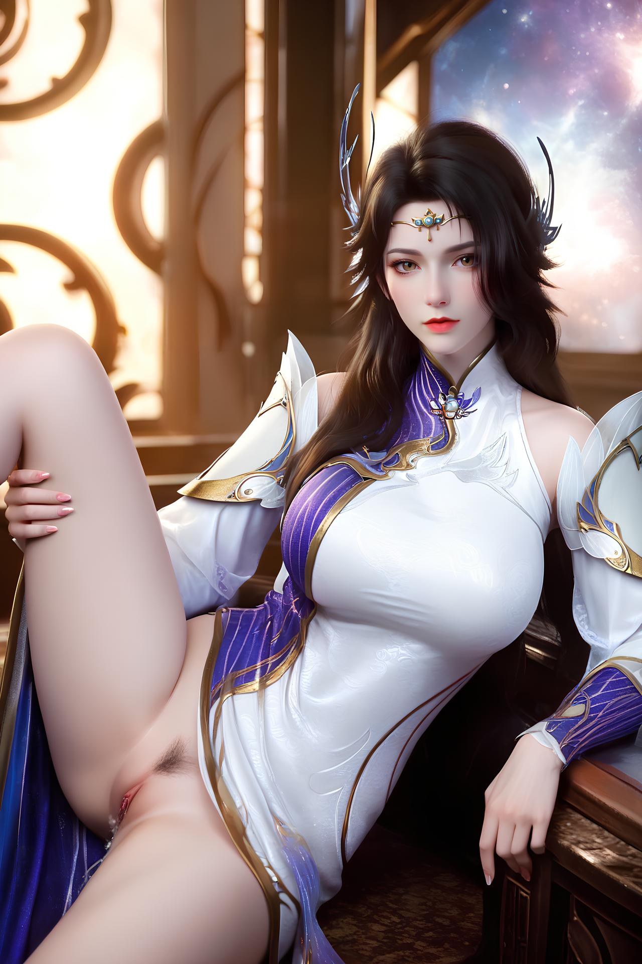 AI Nudes - เสวียนอี ชุดวังขาวม่วงถุงน่องขาว 172P