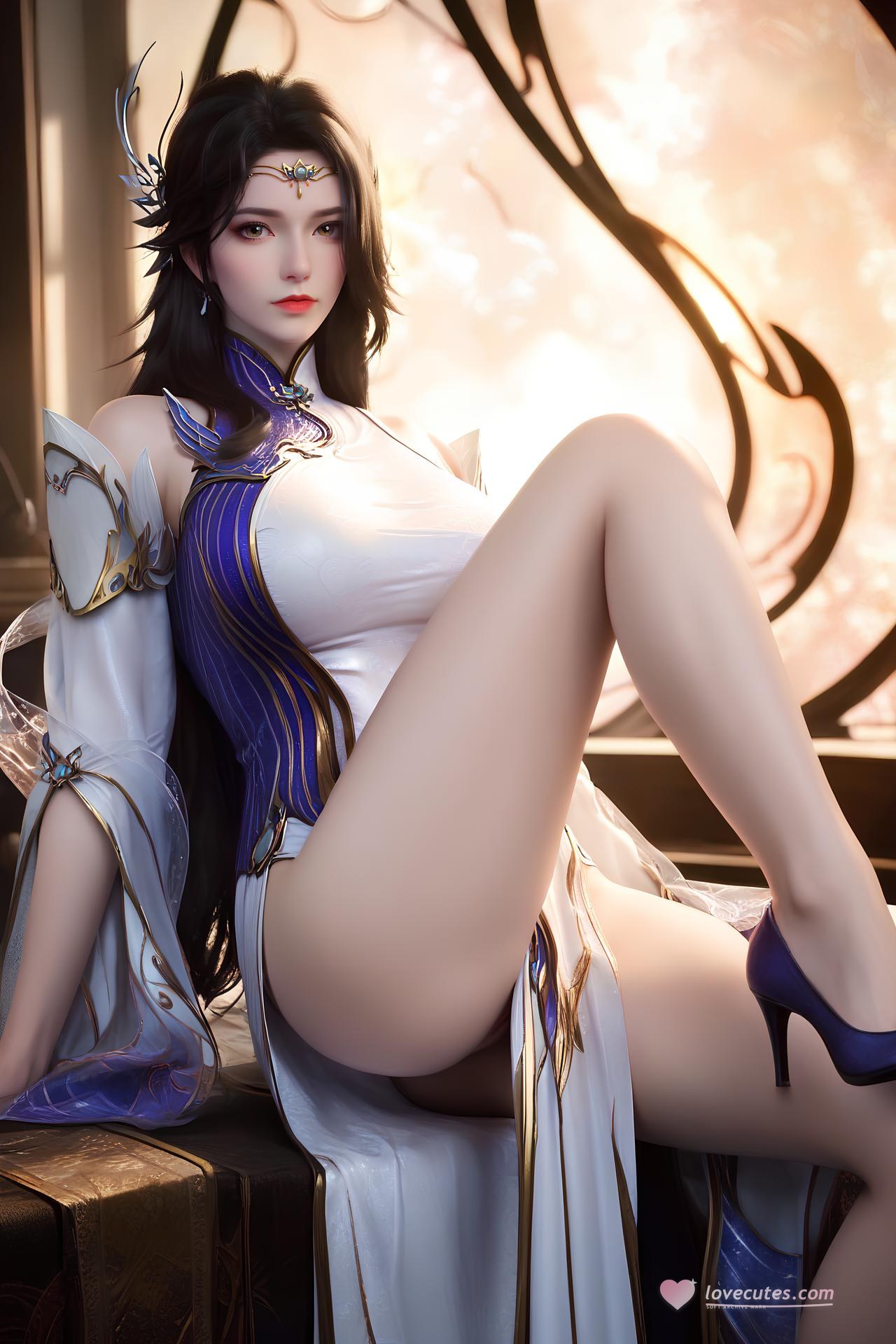 AI Nudes - เสวียนอี ชุดวังขาวม่วงถุงน่องขาว 172P