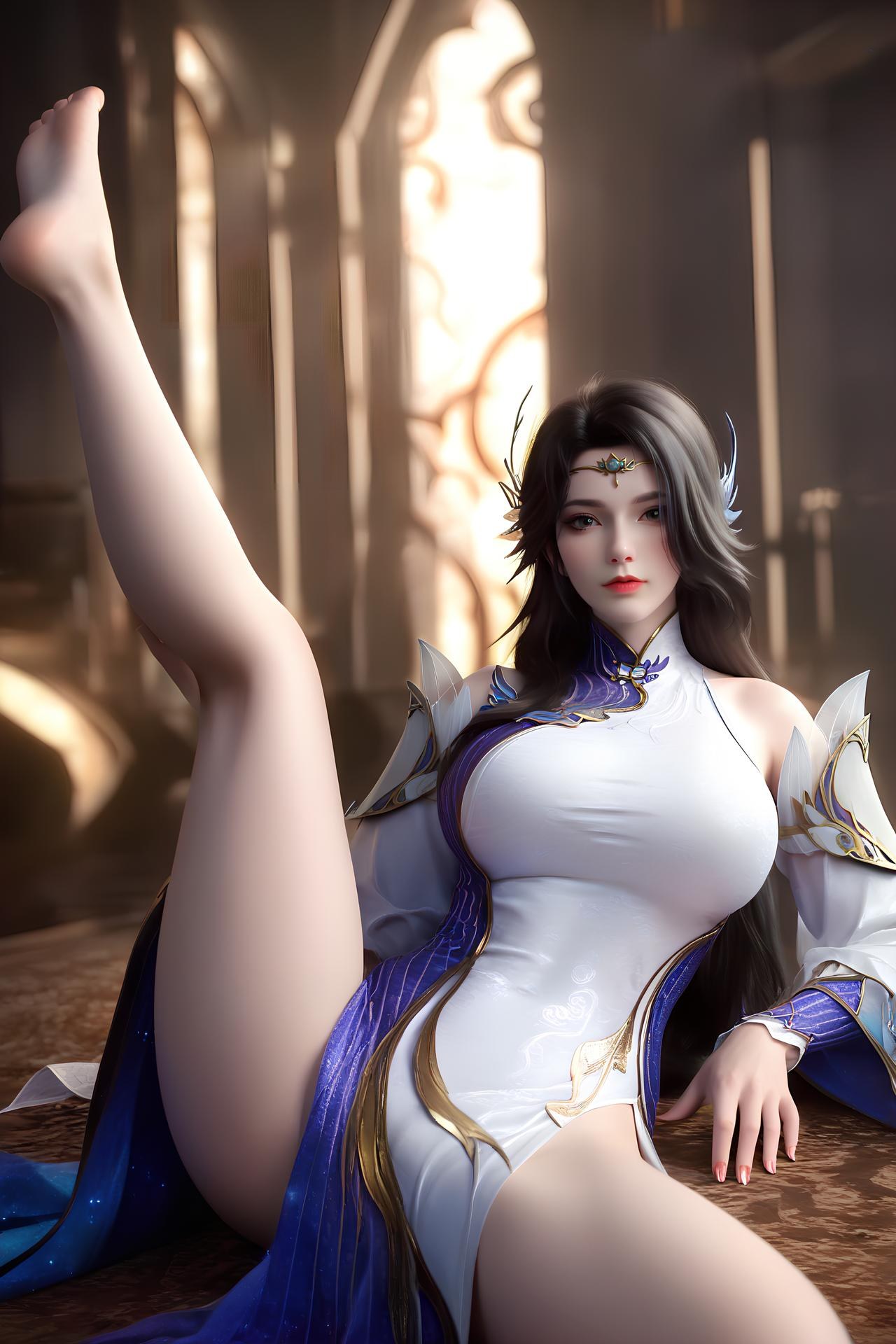 AI Nudes - เสวียนอี ชุดวังขาวม่วงถุงน่องขาว 172P