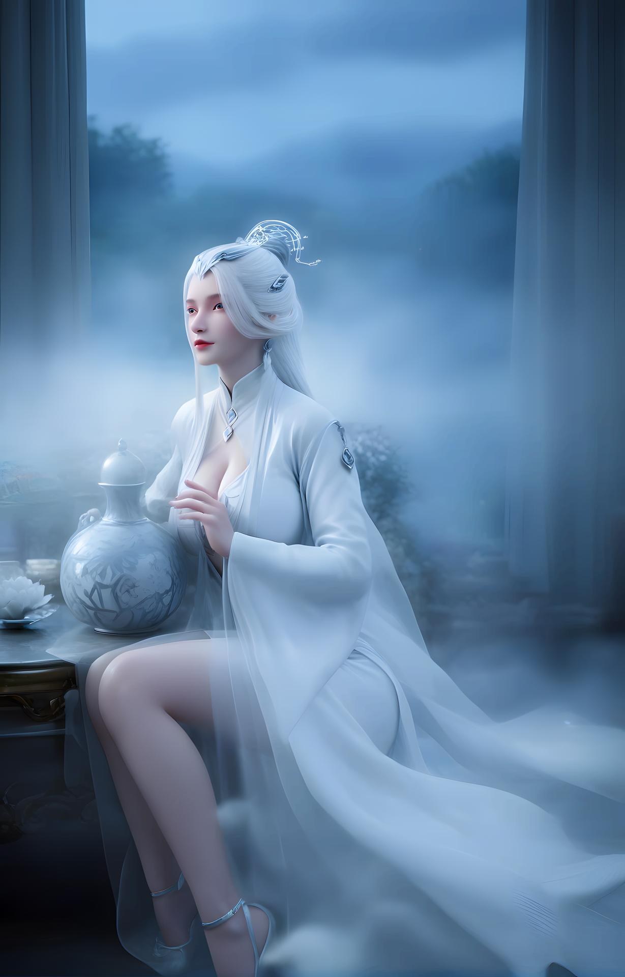 AI Porn - 剑妈：白发仙冠床拍交合图集 96P