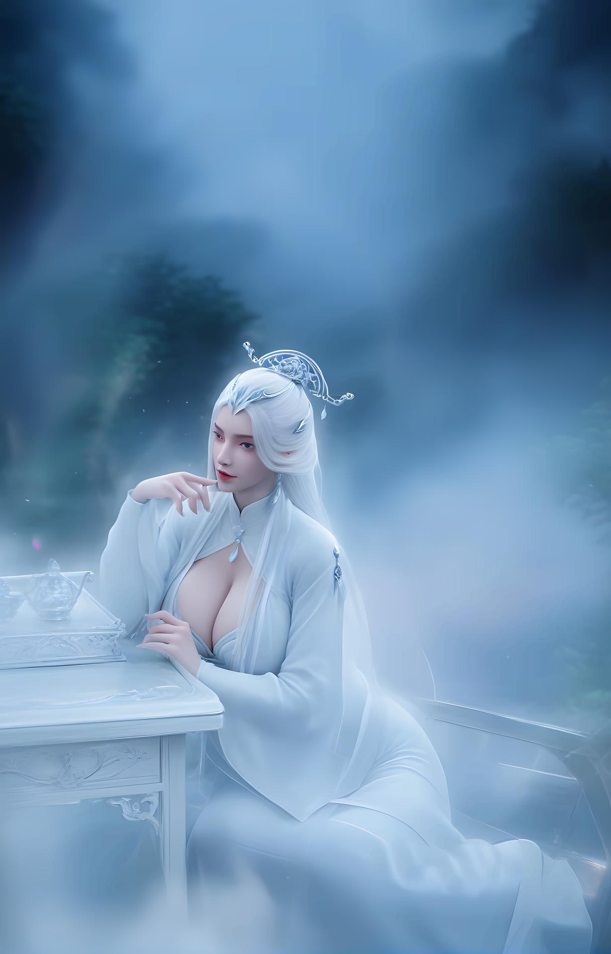 AI Porn - 剑妈：白发仙冠床拍交合图集 96P