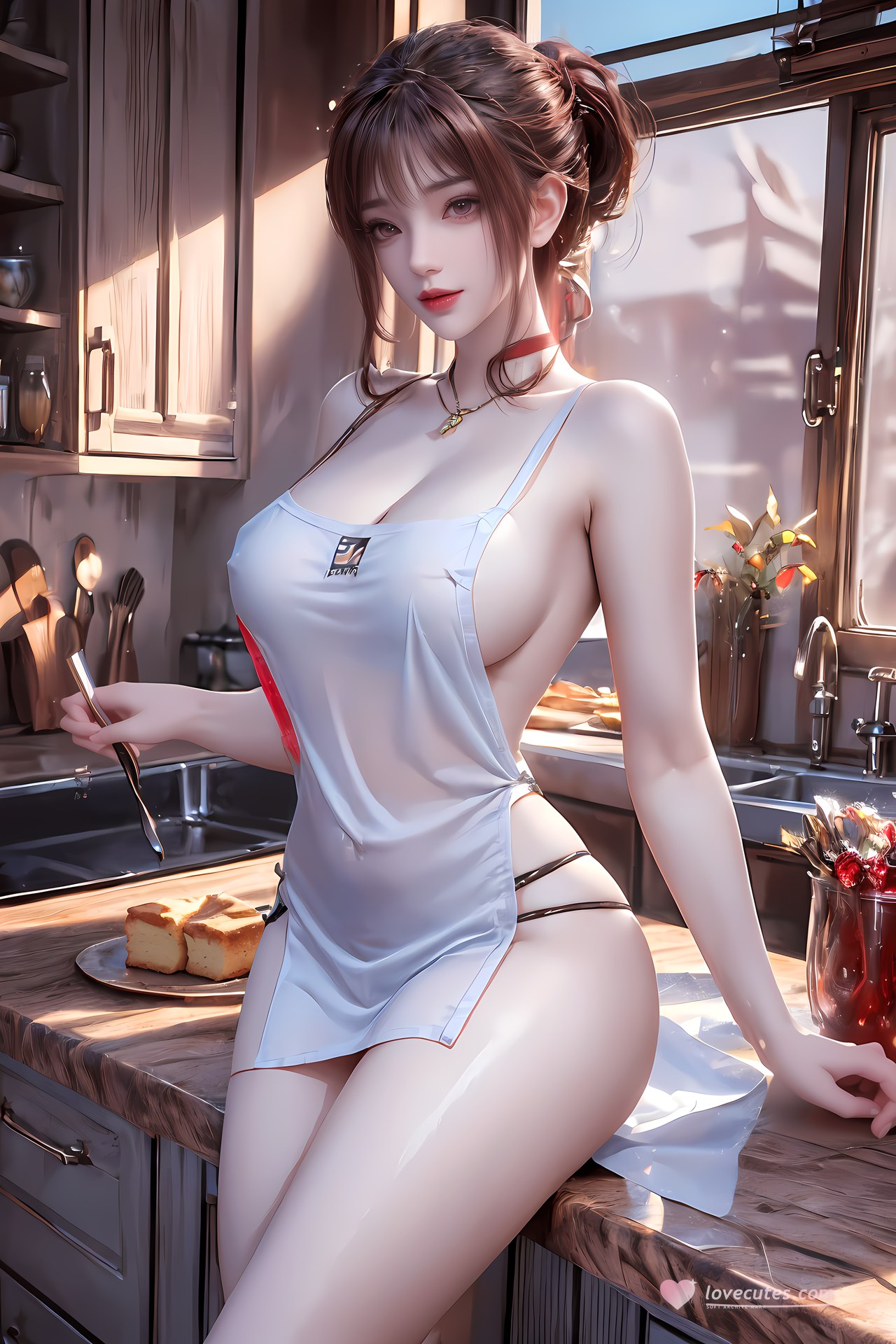 AI Nudes - Hồng Hoàng cổ trang đỏ cảnh nước 76P