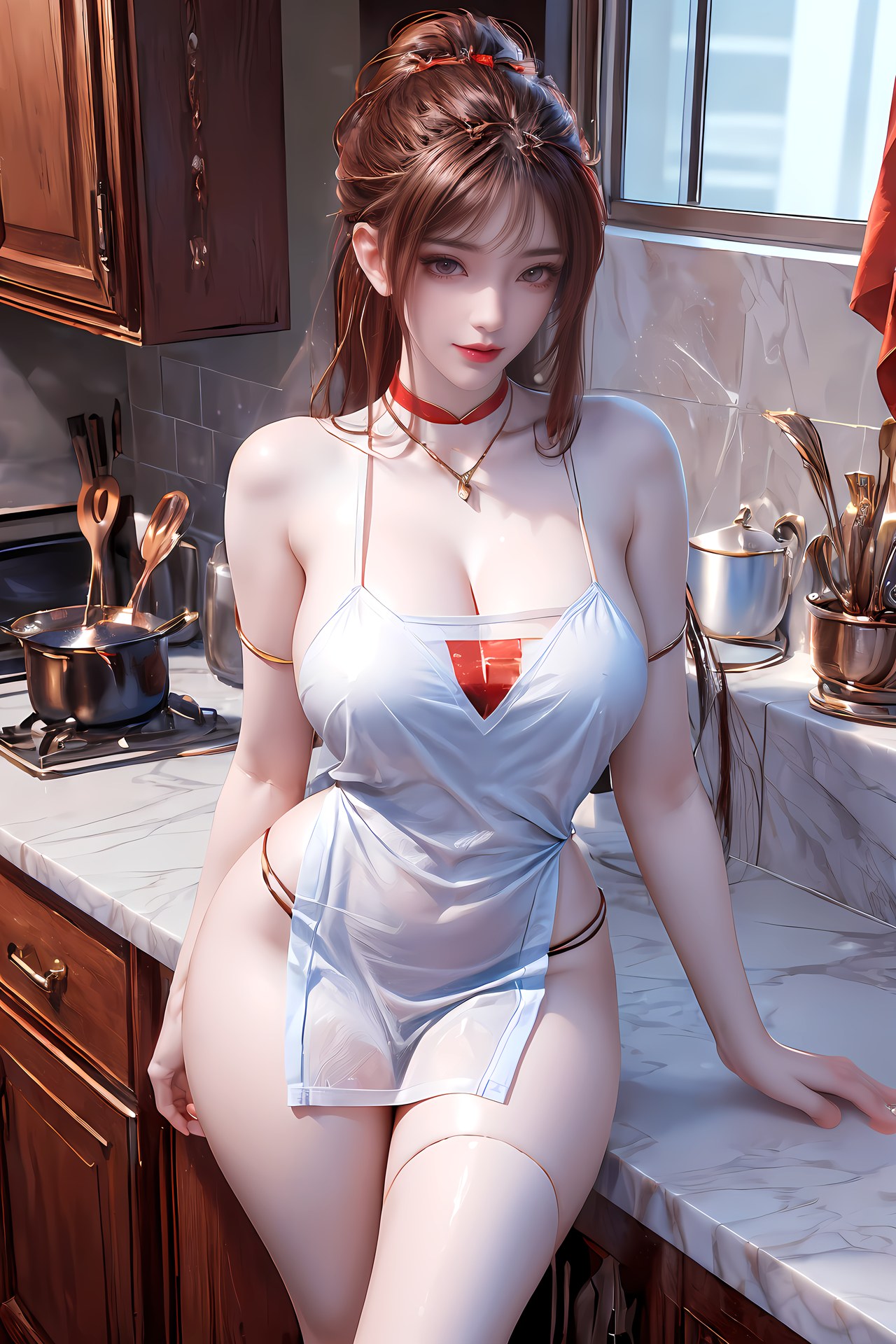 AI Nudes - Hồng Hoàng cổ trang đỏ cảnh nước 76P