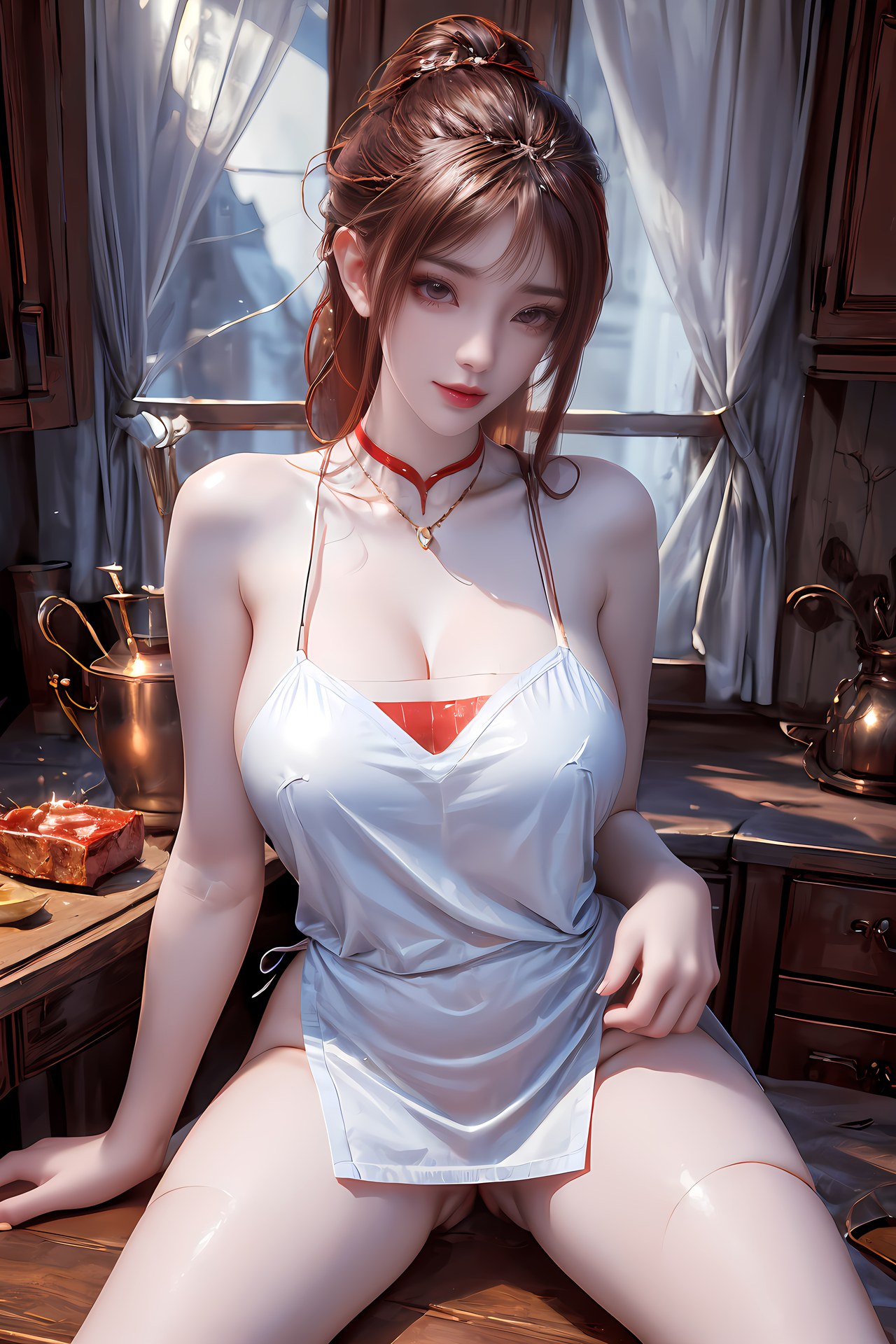 AI Nudes - Hồng Hoàng cổ trang đỏ cảnh nước 76P