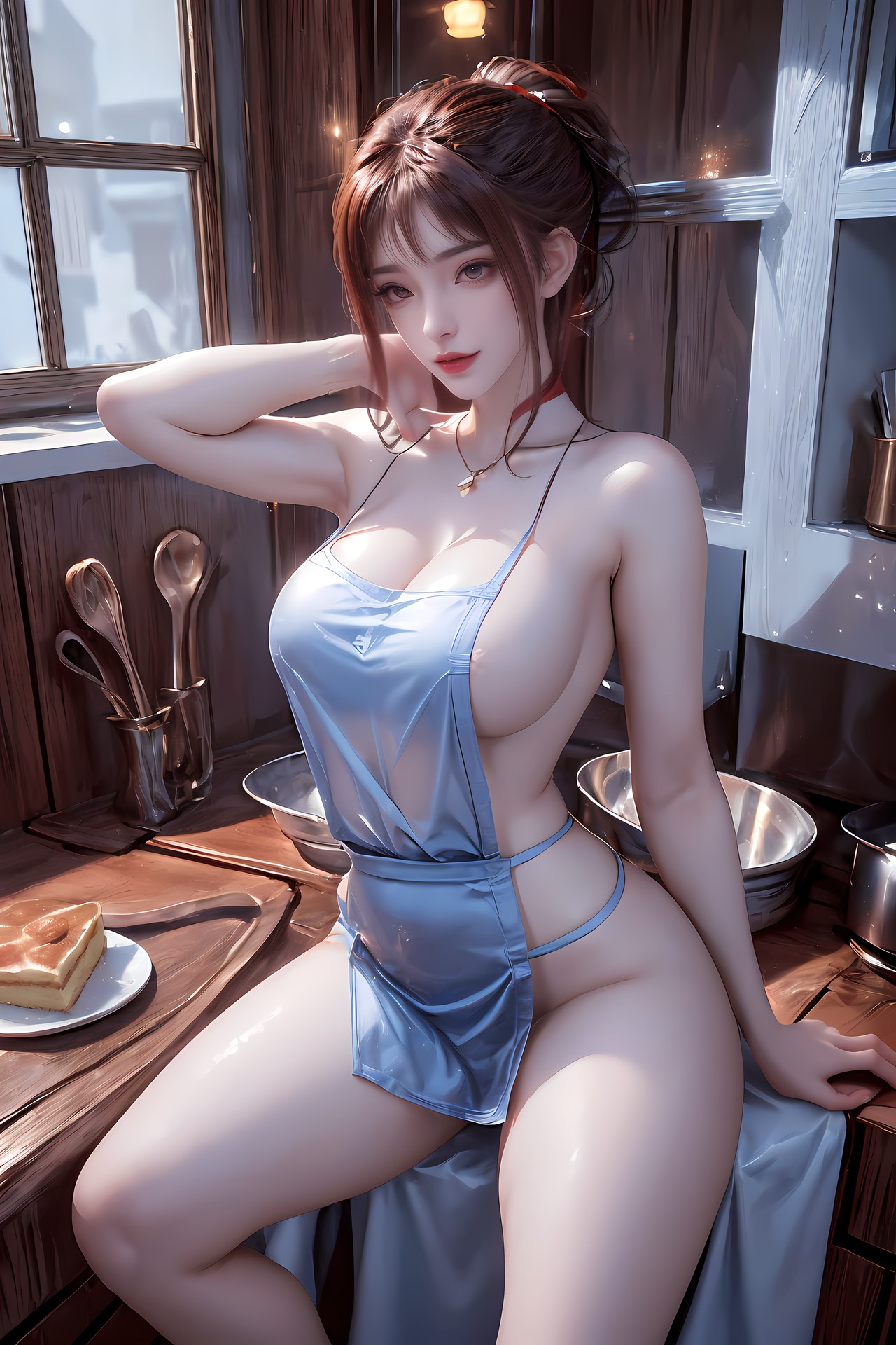 AI Nudes - Hồng Hoàng cổ trang đỏ cảnh nước 76P