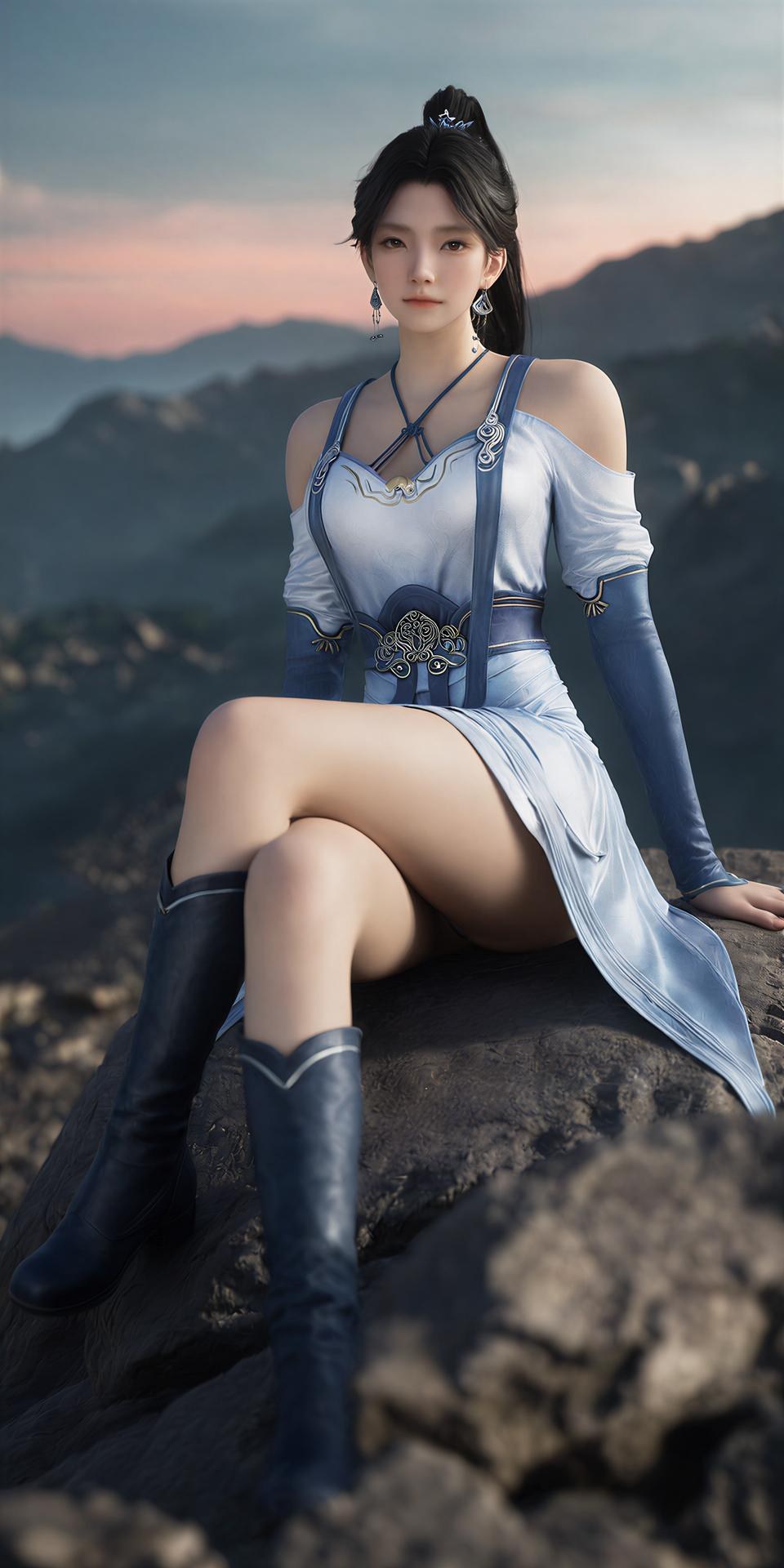 AI Porn - Ye Huiling Blue White Hanfu Mountain Sex 260P
