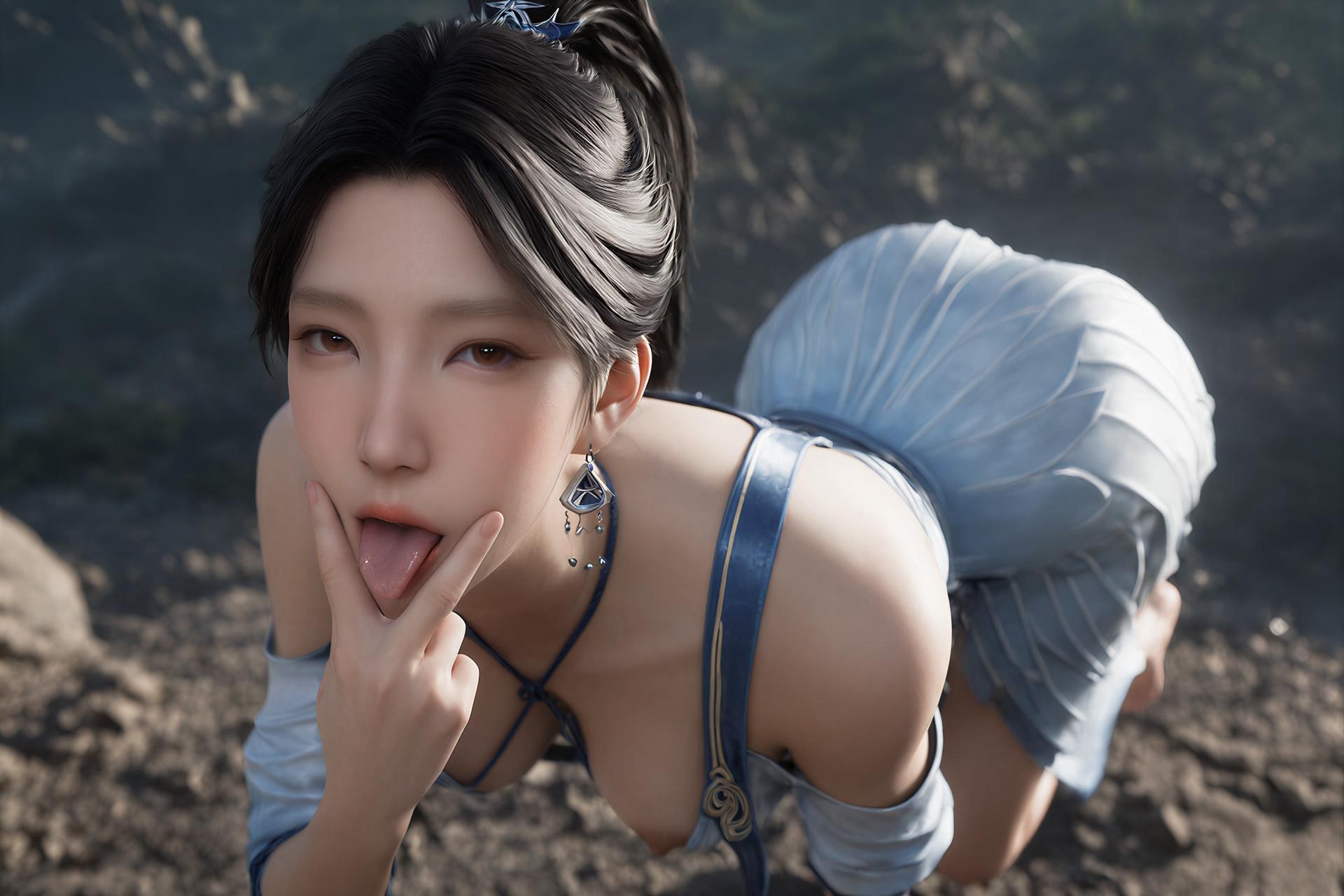 AI Porn - Ye Huiling Blue White Hanfu Mountain Sex 260P