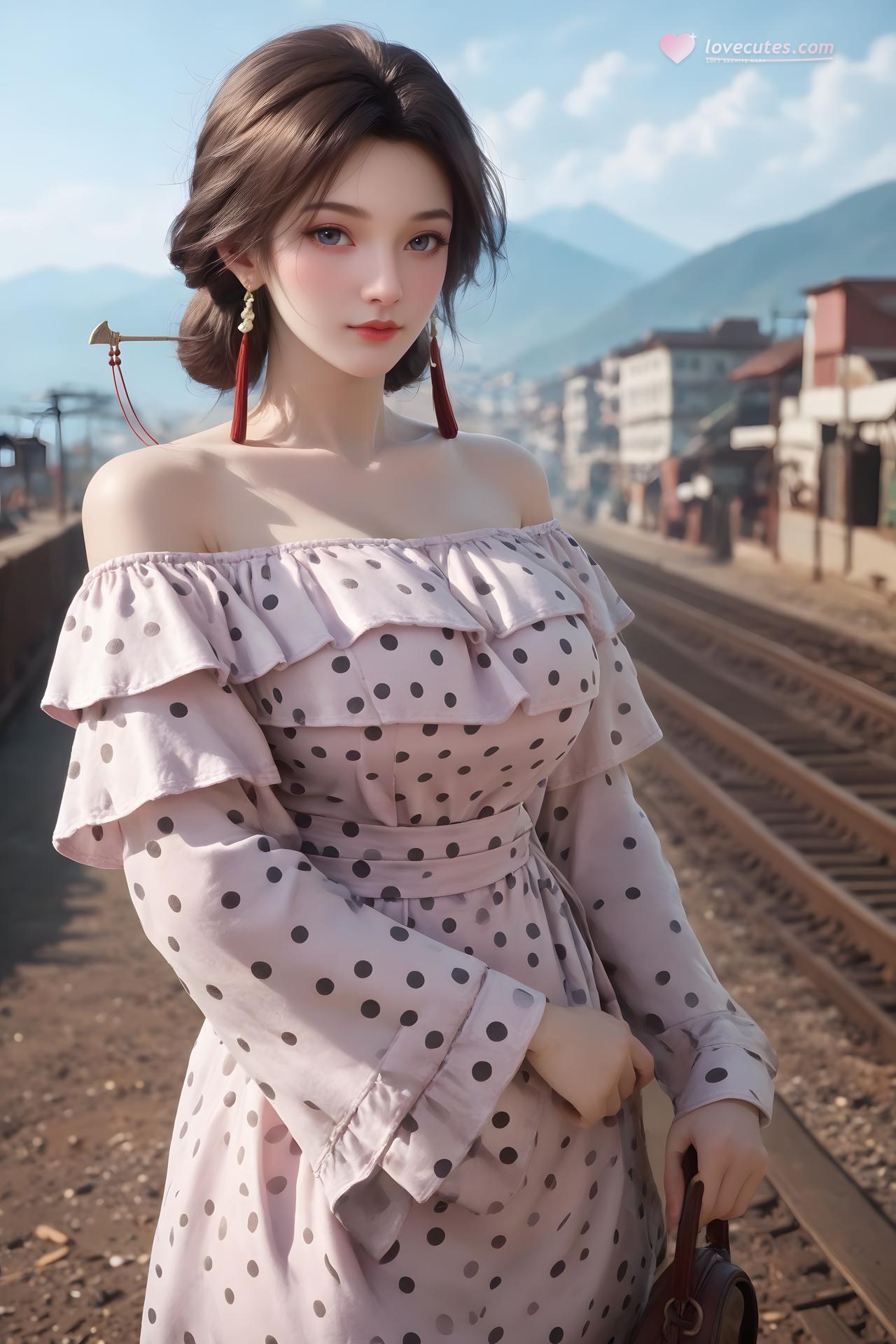 AI Nudes - 금낭 파란 도트 철도 AI 누드 갤러리 99P