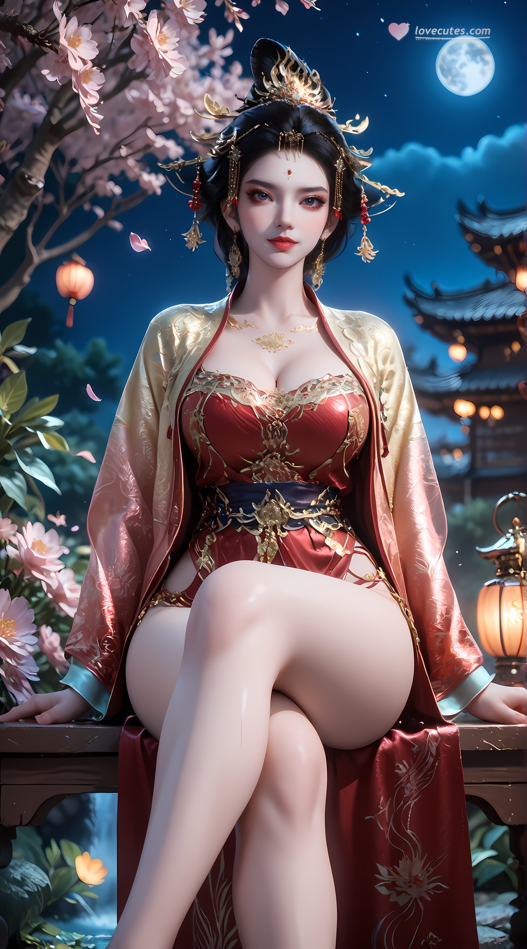 AI Nudes - Hoàng hậu Trường Lạc cung đình đỏ vàng cảnh nước 95P