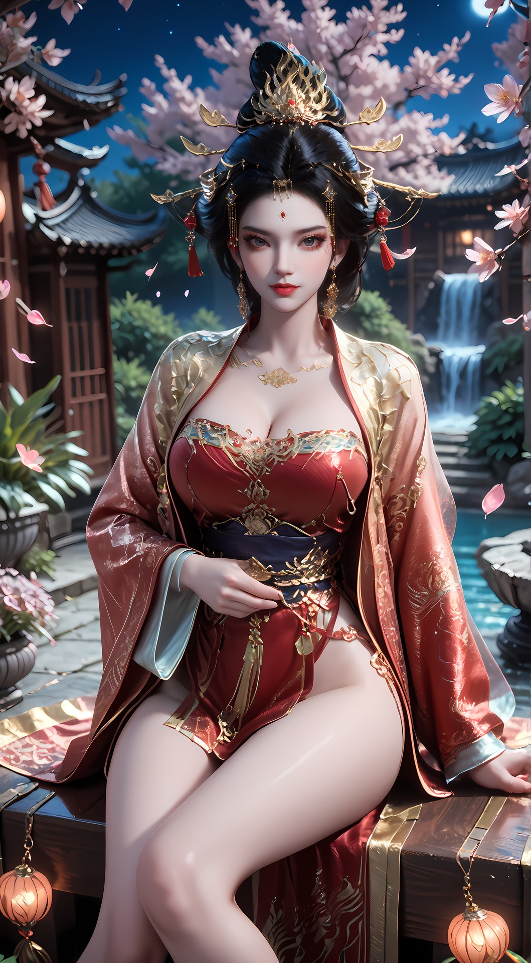 AI Nudes - Hoàng hậu Trường Lạc cung đình đỏ vàng cảnh nước 95P