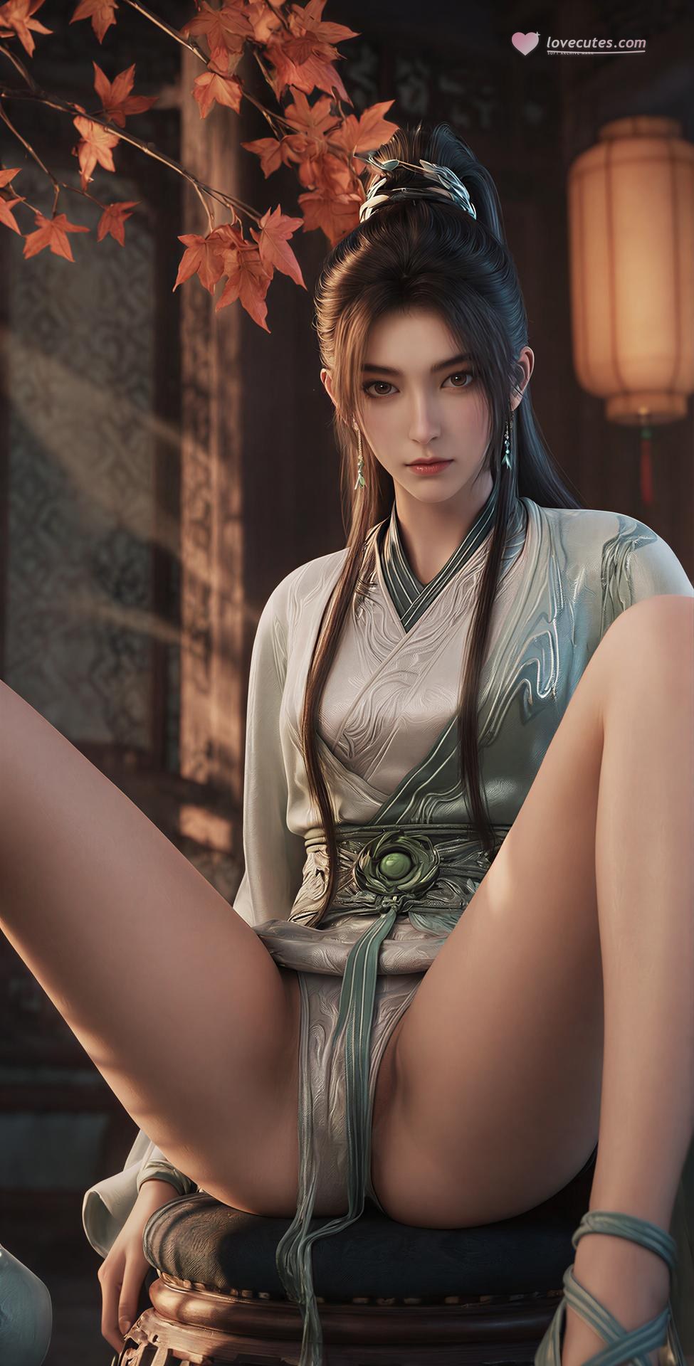 AI Porn - 검래 녕요 녹색 한복 침실 AI 성인 이미지 갤러리 140P