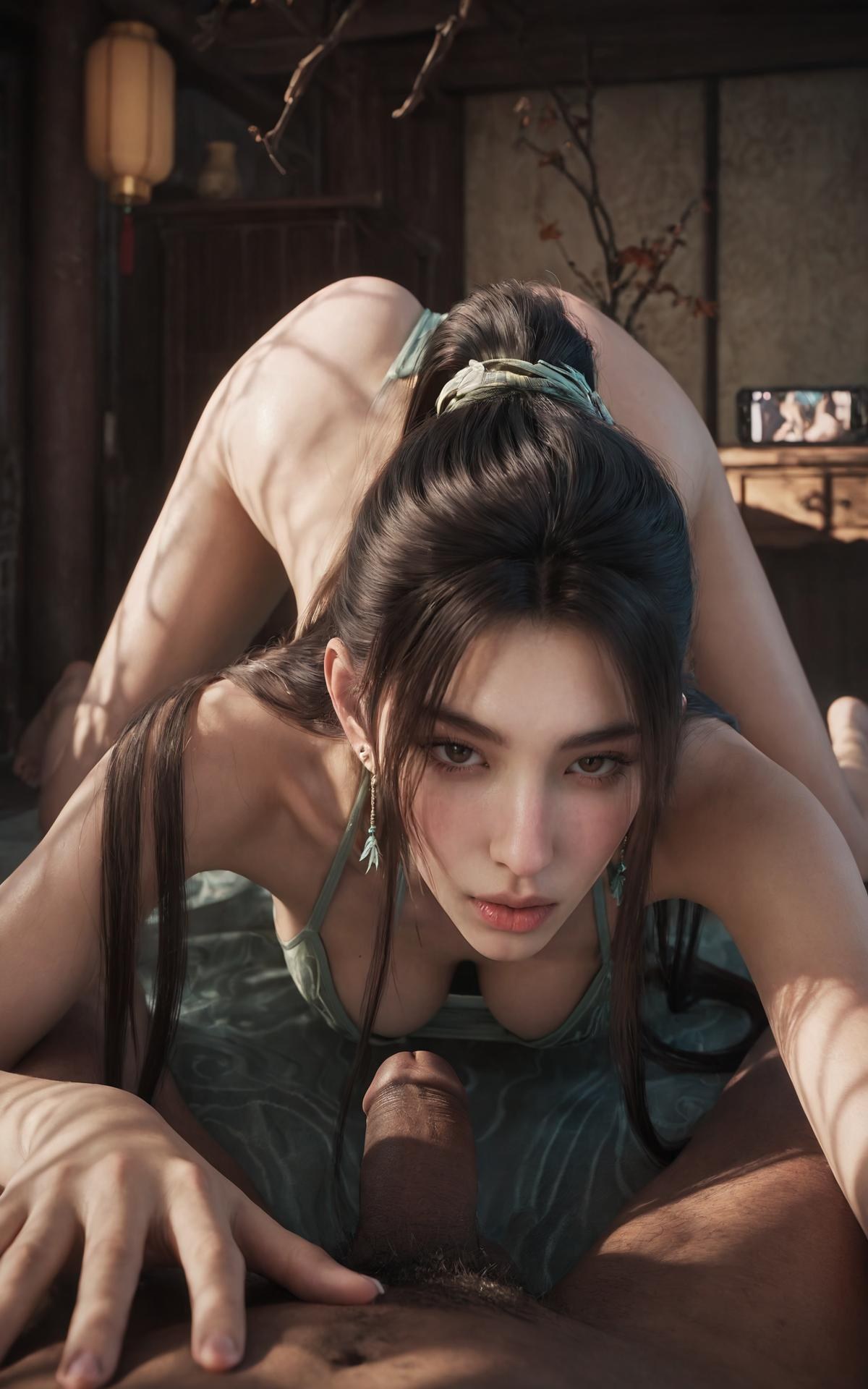 AI Porn - 검래 녕요 녹색 한복 침실 AI 성인 이미지 갤러리 140P